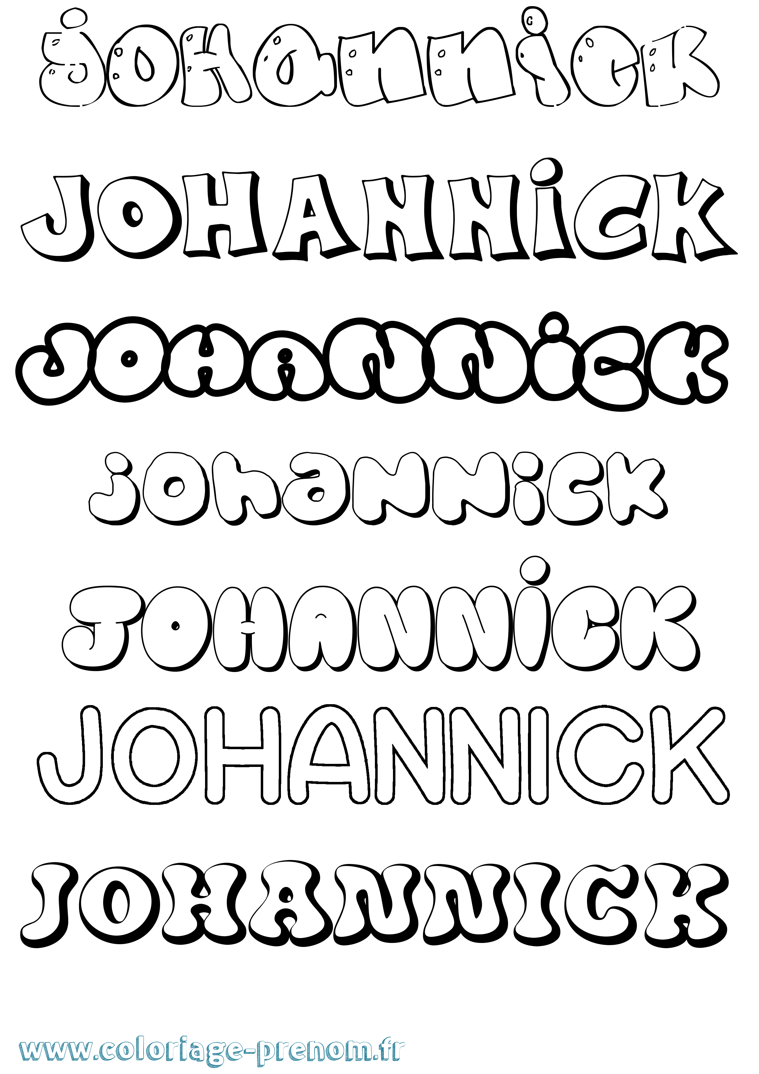 Coloriage Johannick Bubble Coloriage prénom Johannick Bubble
