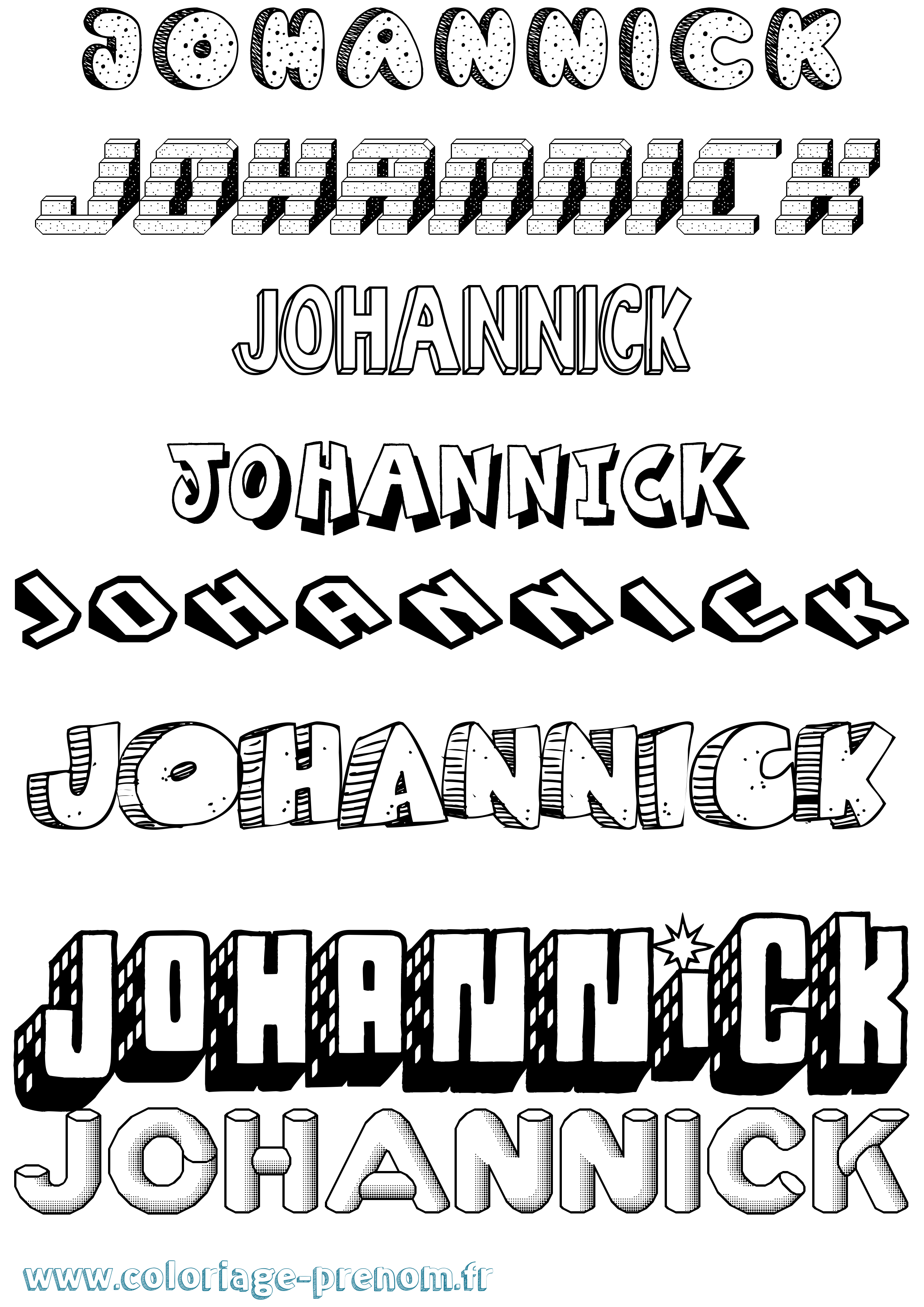 Coloriage Johannick Effet 3D Coloriage prénom Johannick Effet 3D