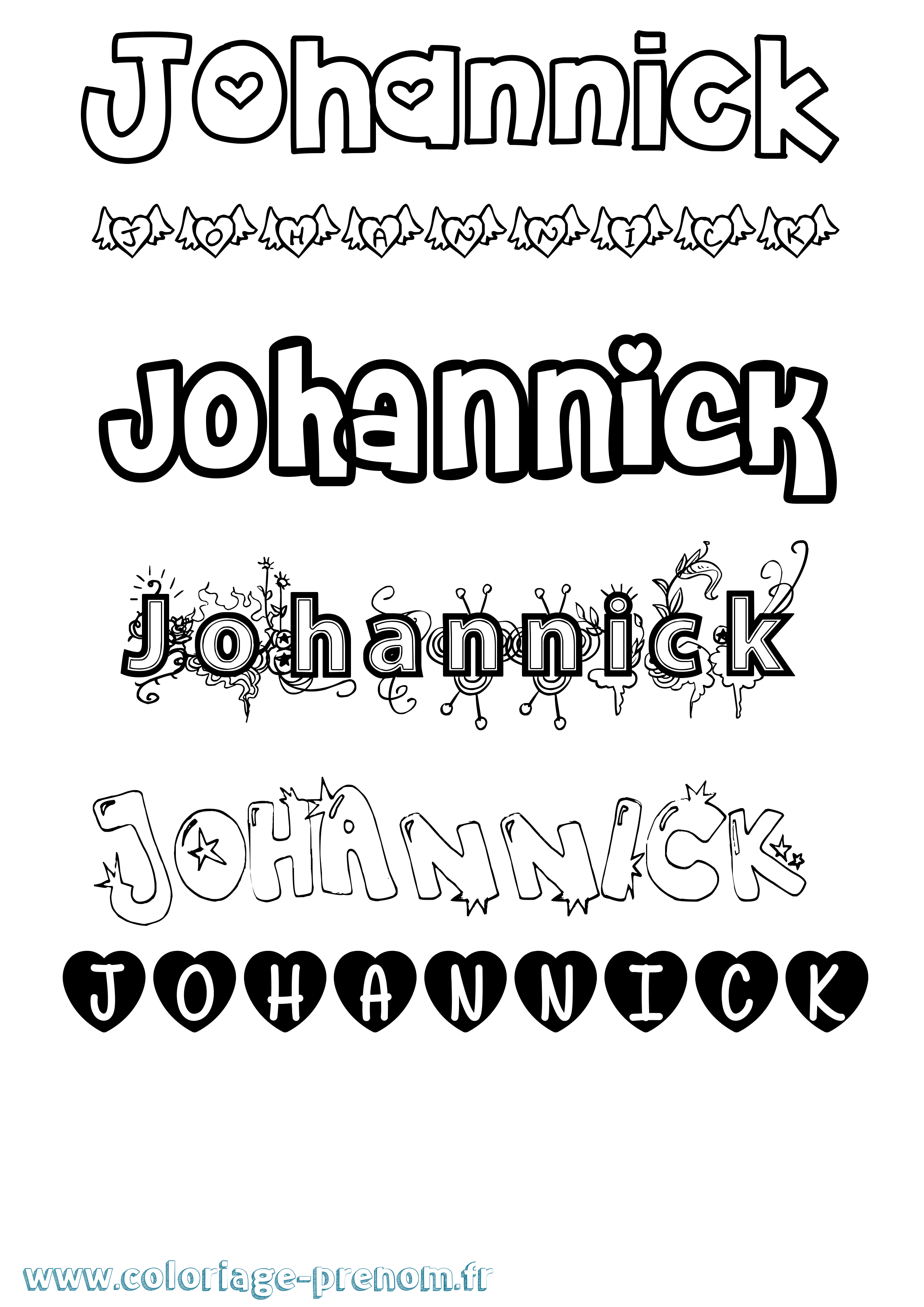Coloriage Johannick Girly Coloriage prénom Johannick Girly