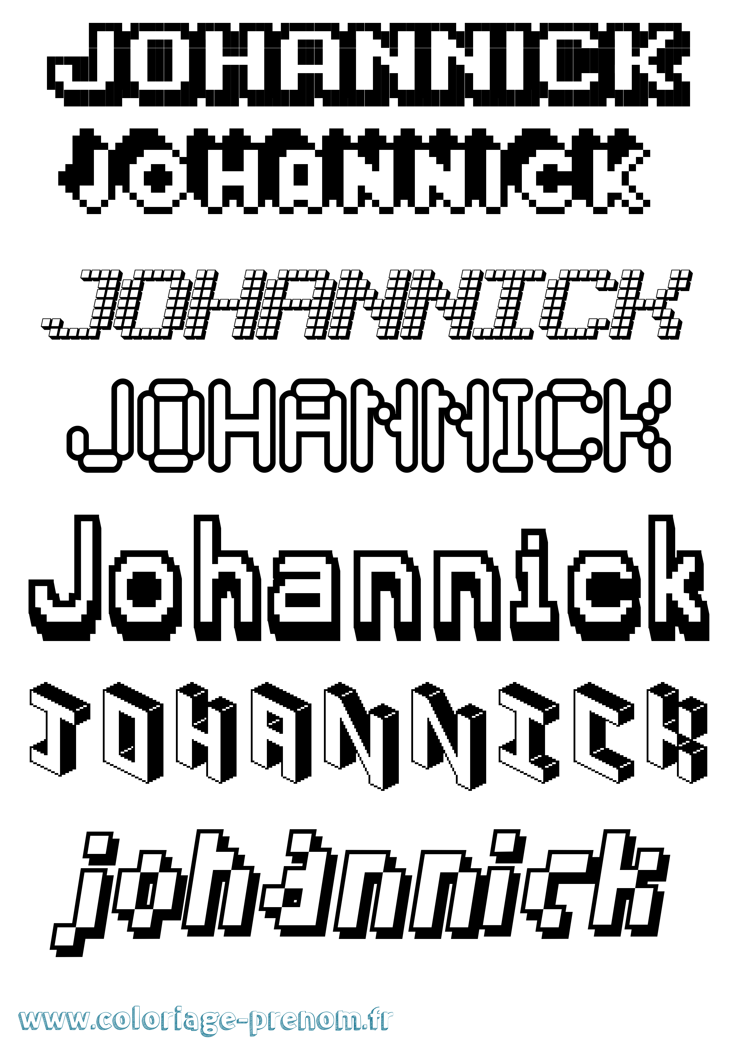Coloriage Johannick Pixel Coloriage prénom Johannick Pixel