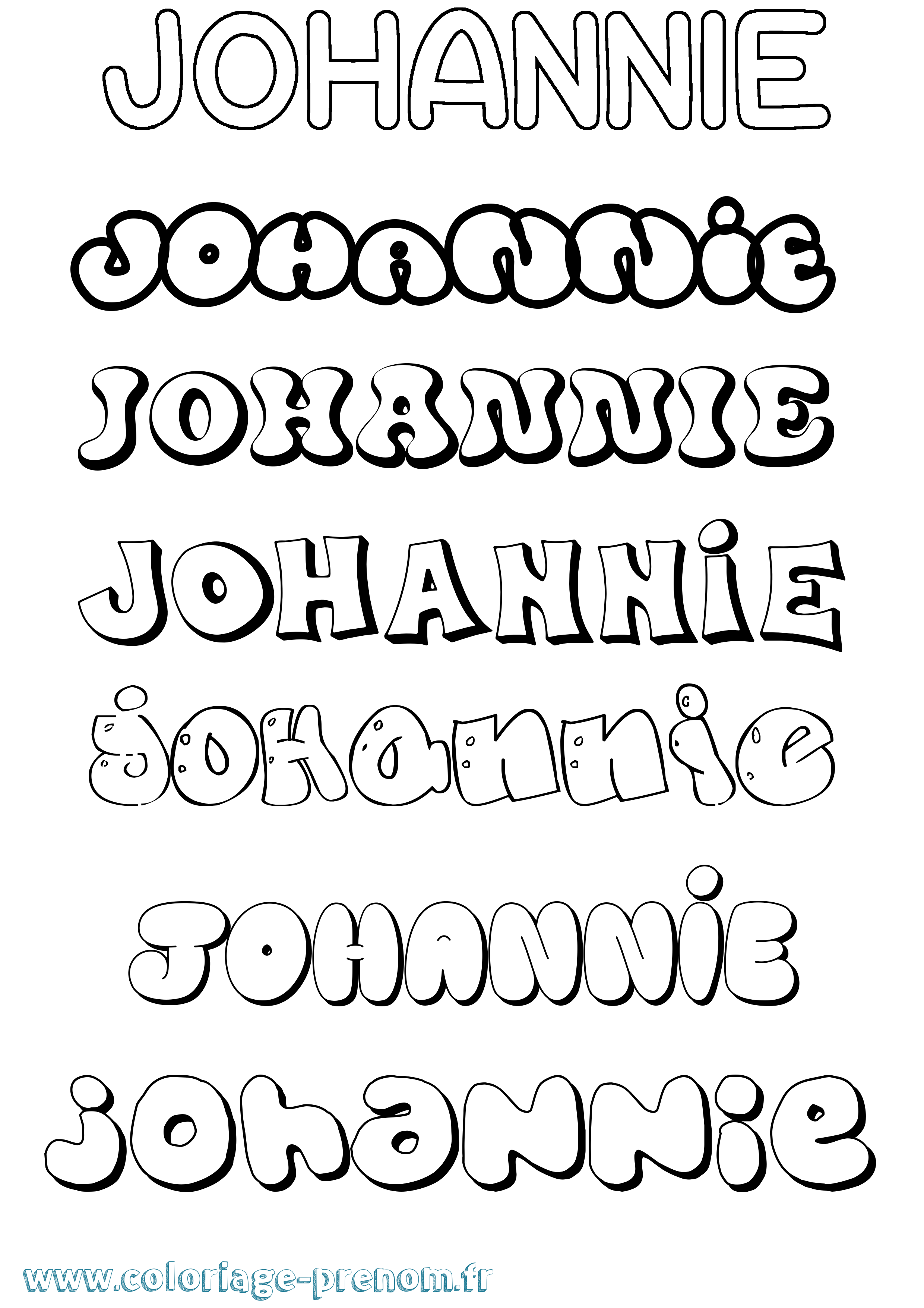 Coloriage Johannie Bubble Coloriage prénom Johannie Bubble