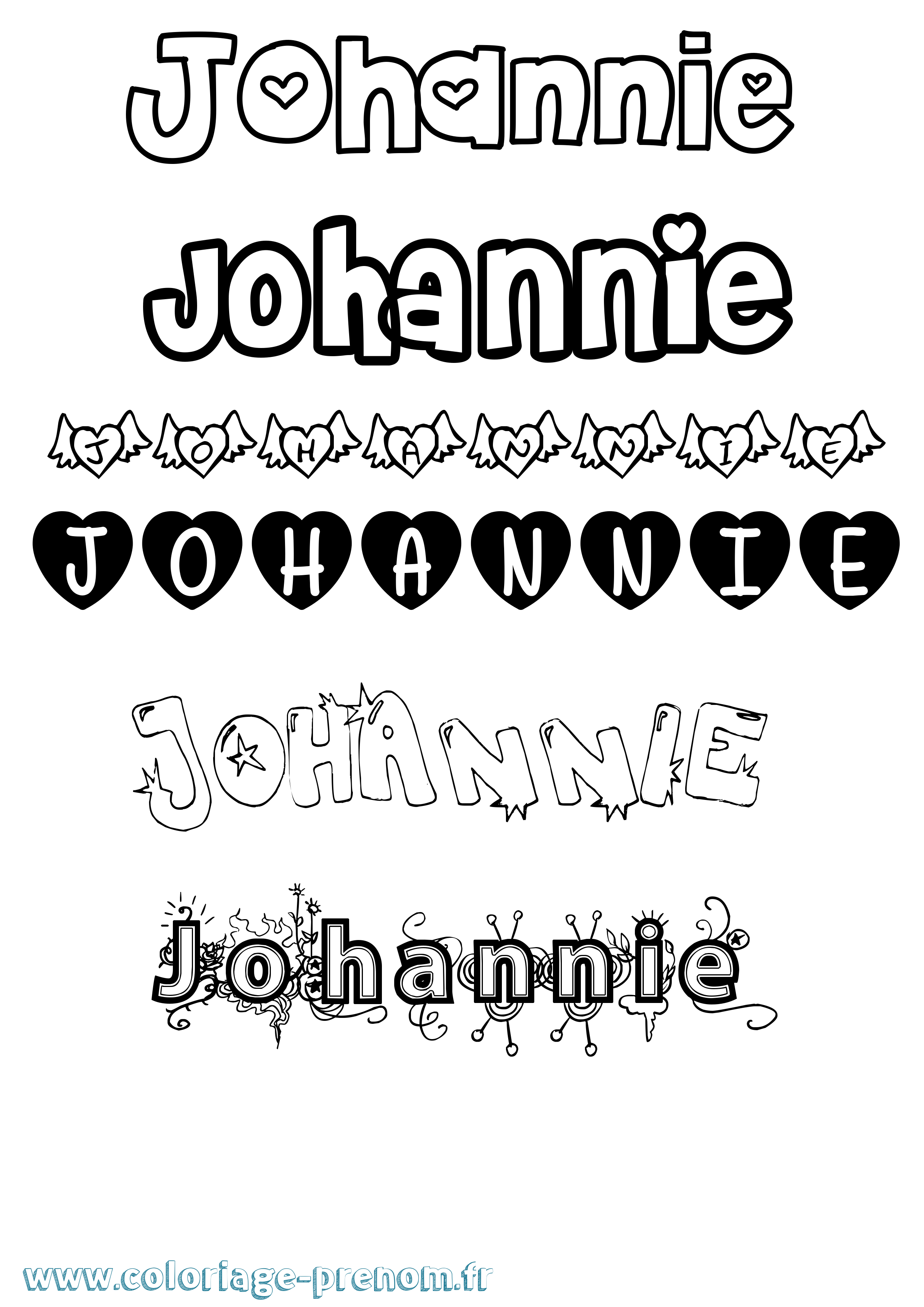 Coloriage Johannie Girly Coloriage prénom Johannie Girly