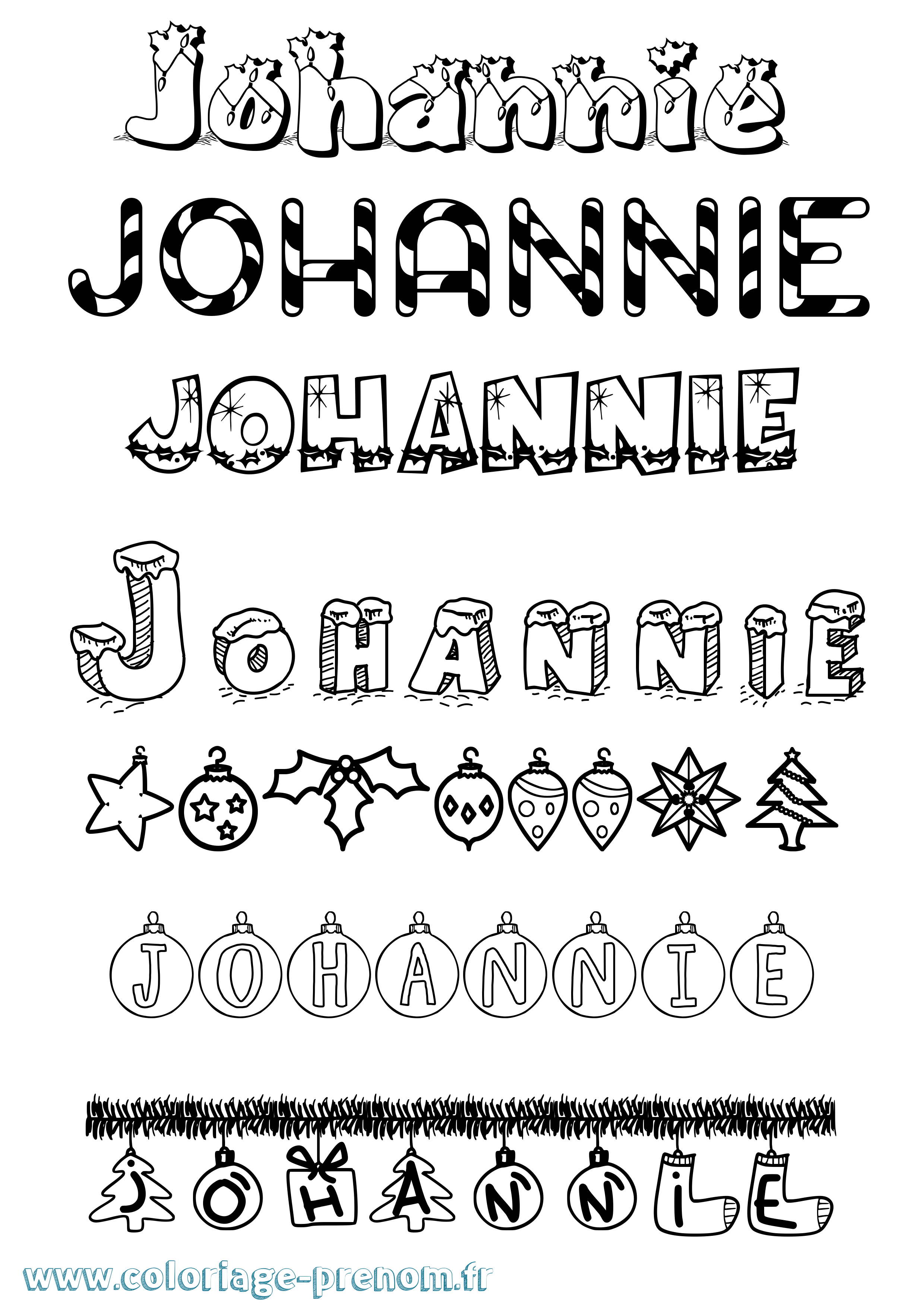 Coloriage Johannie Noël Coloriage prénom Johannie Noël