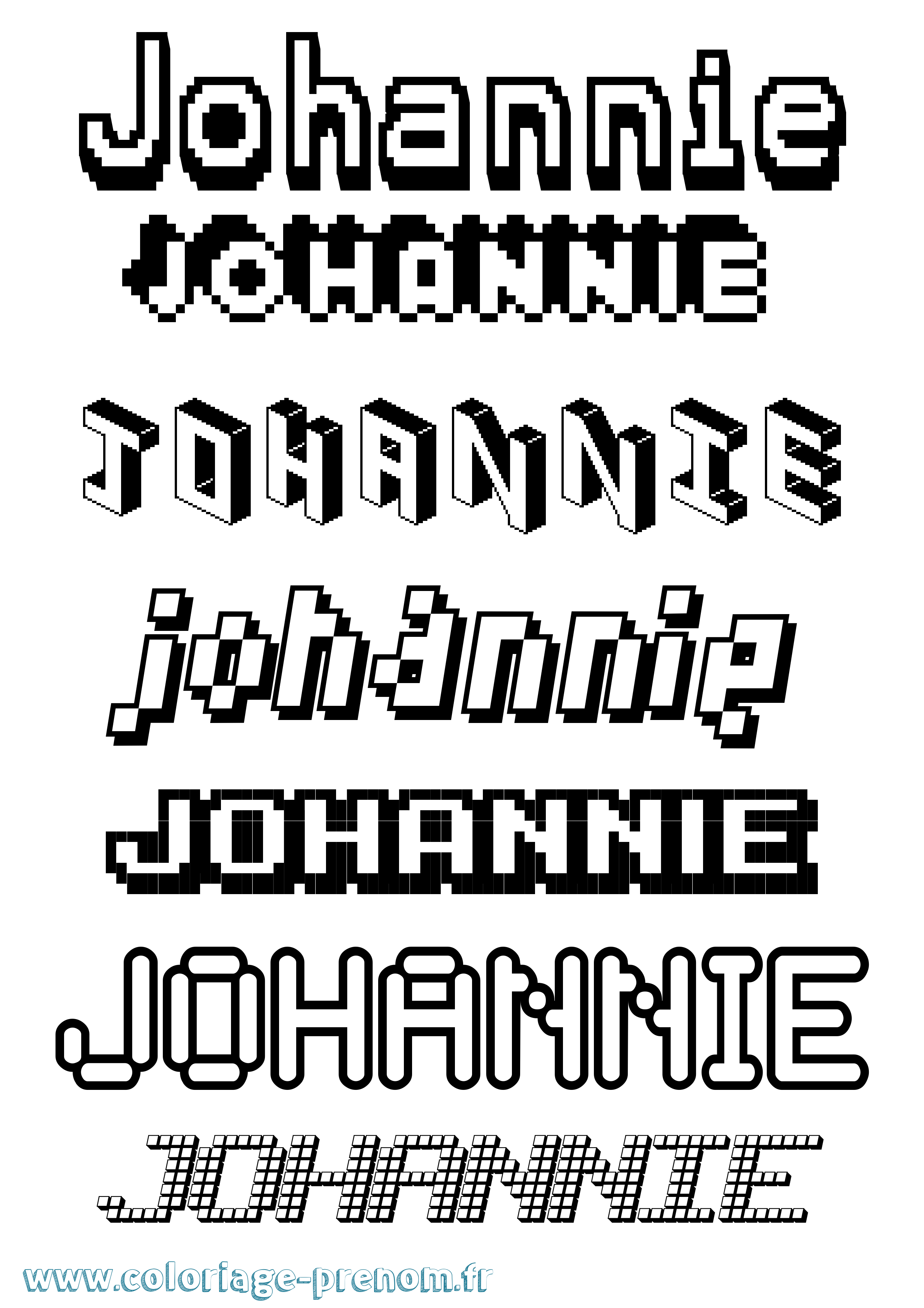 Coloriage Johannie Pixel Coloriage prénom Johannie Pixel