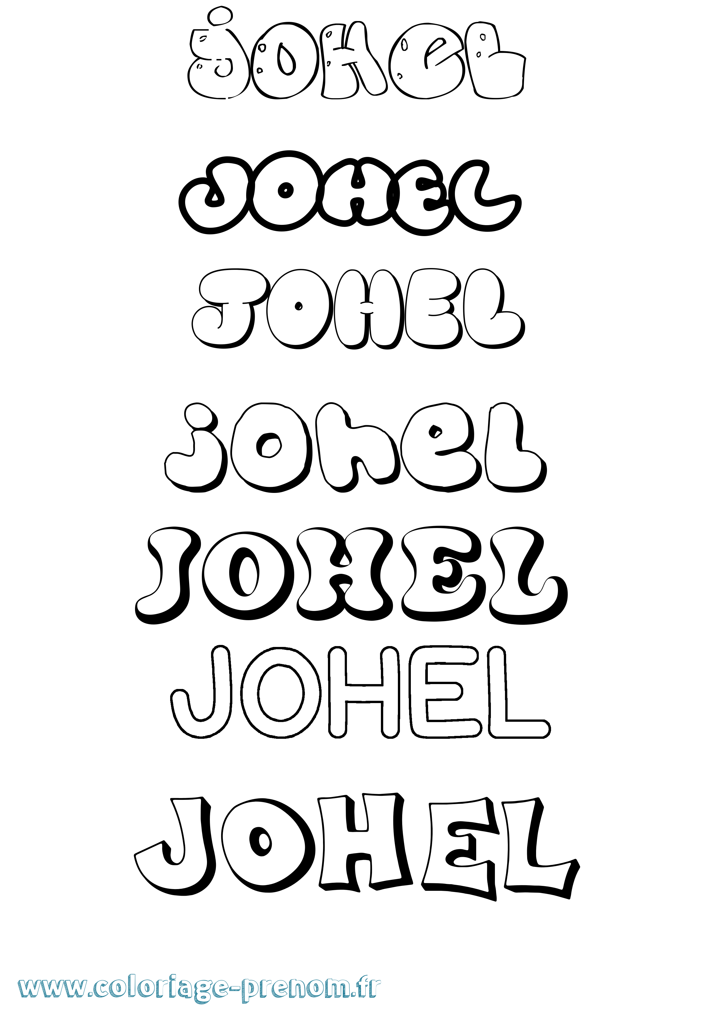 Coloriage Johel Bubble Coloriage prénom Johel Bubble