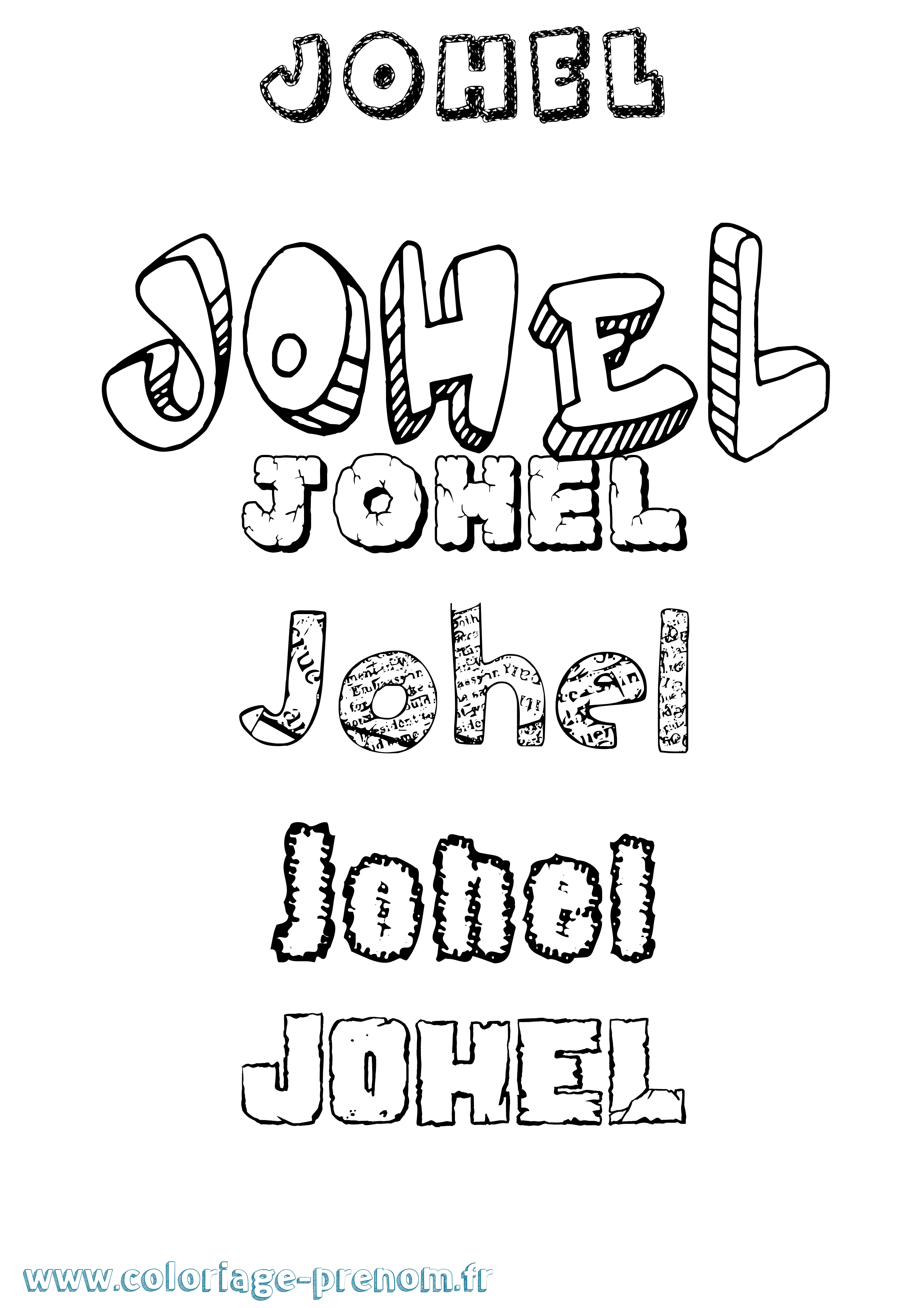 Coloriage Johel Destructuré Coloriage prénom Johel Destructuré