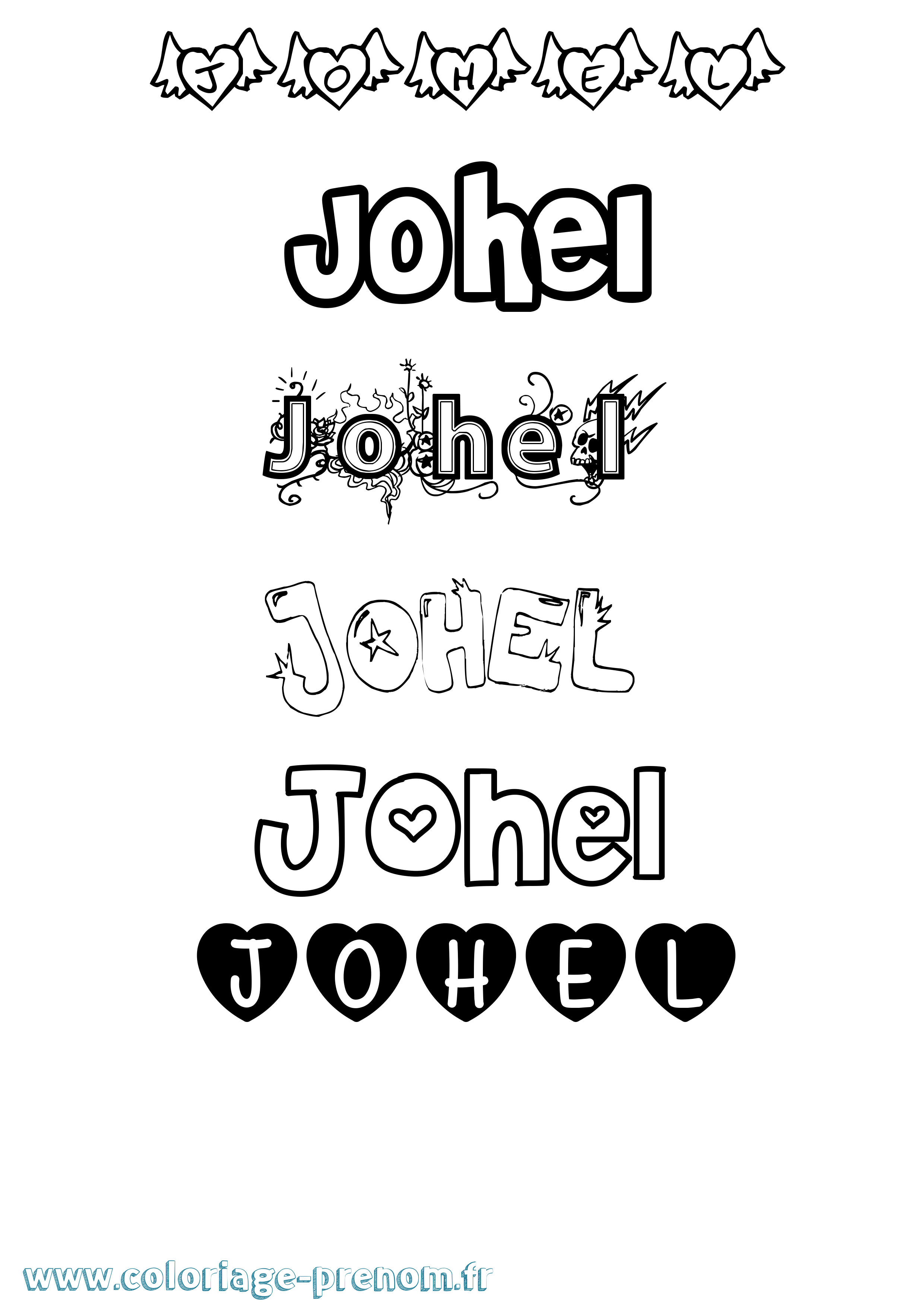 Coloriage Johel Girly Coloriage prénom Johel Girly