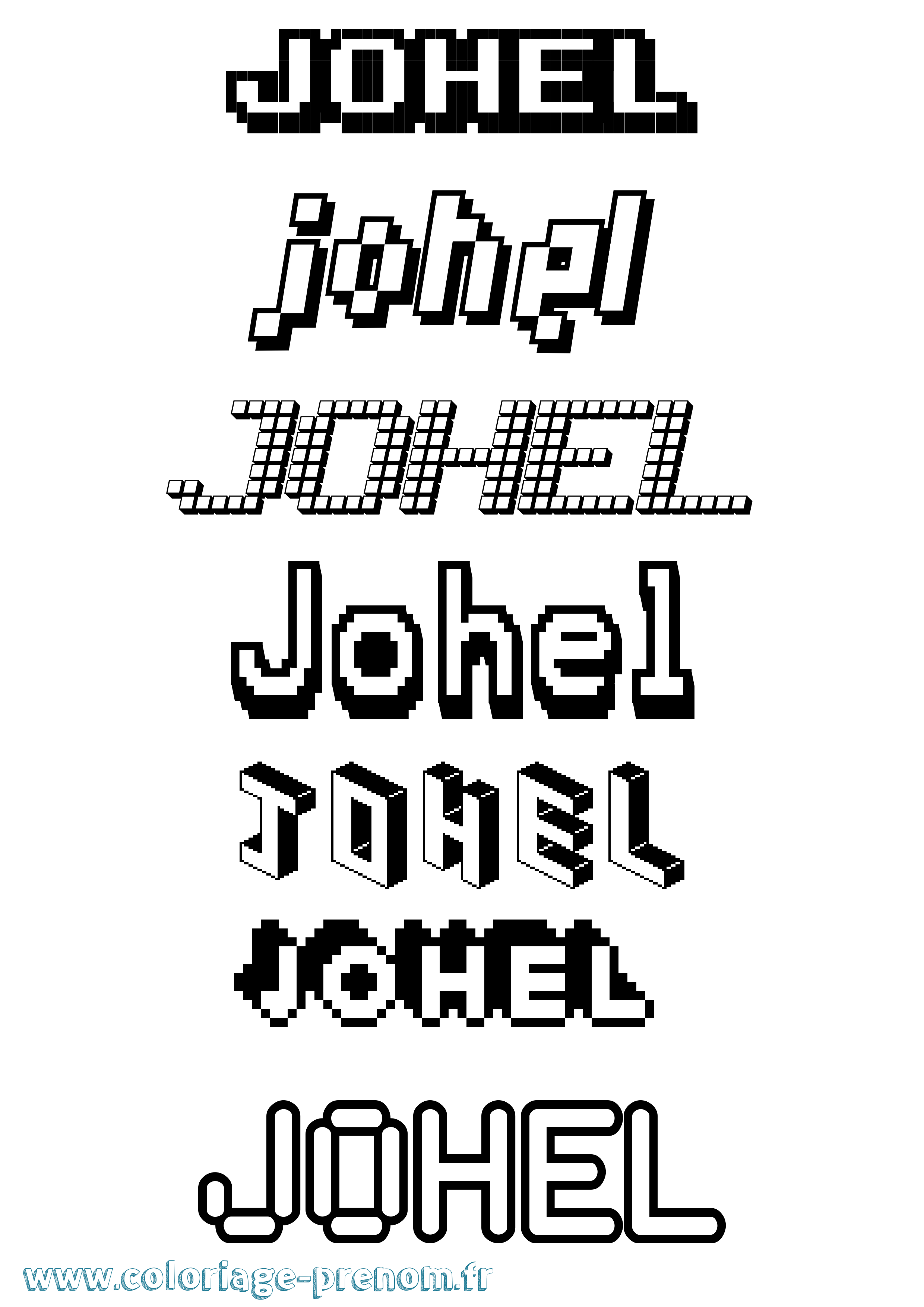 Coloriage Johel Pixel Coloriage prénom Johel Pixel