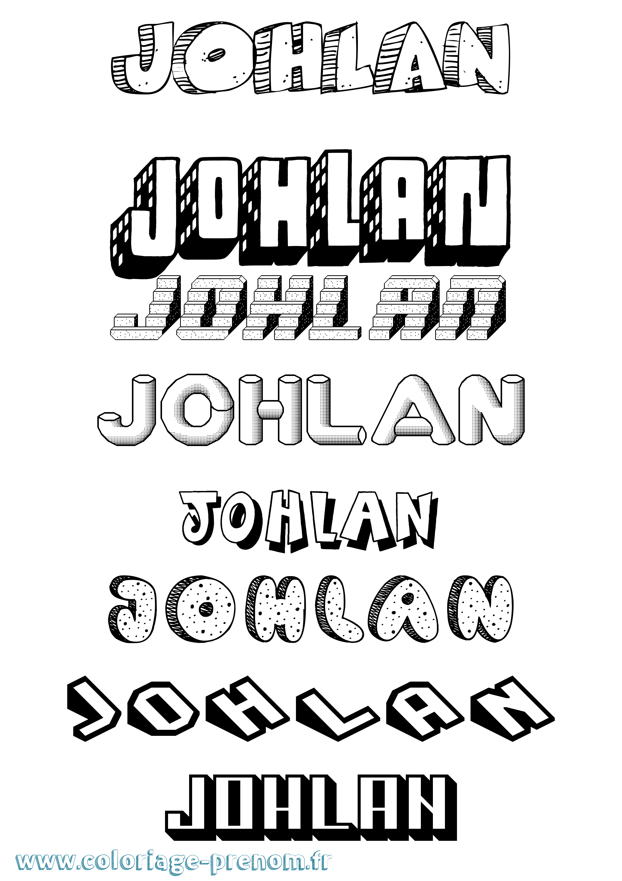 Coloriage Johlan Effet 3D Coloriage prénom Johlan Effet 3D