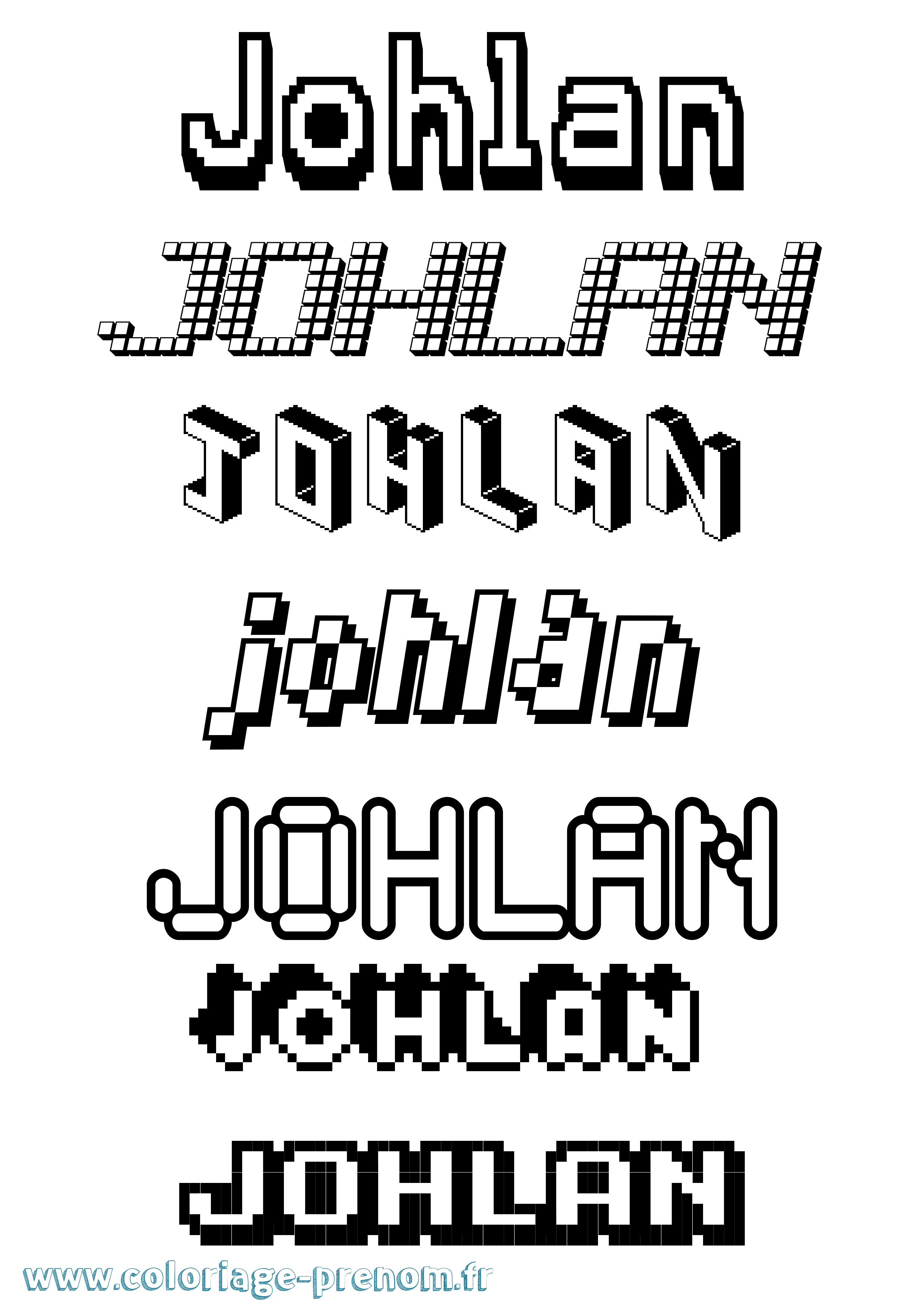 Coloriage Johlan Pixel Coloriage prénom Johlan Pixel