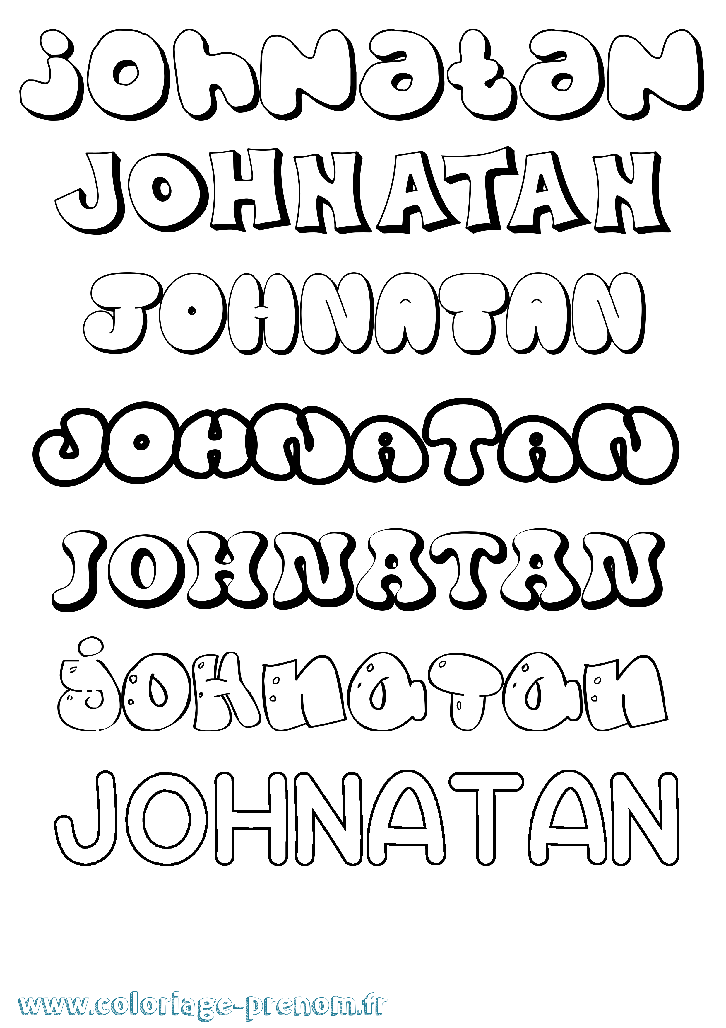 Coloriage Johnatan Bubble Coloriage prénom Johnatan Bubble