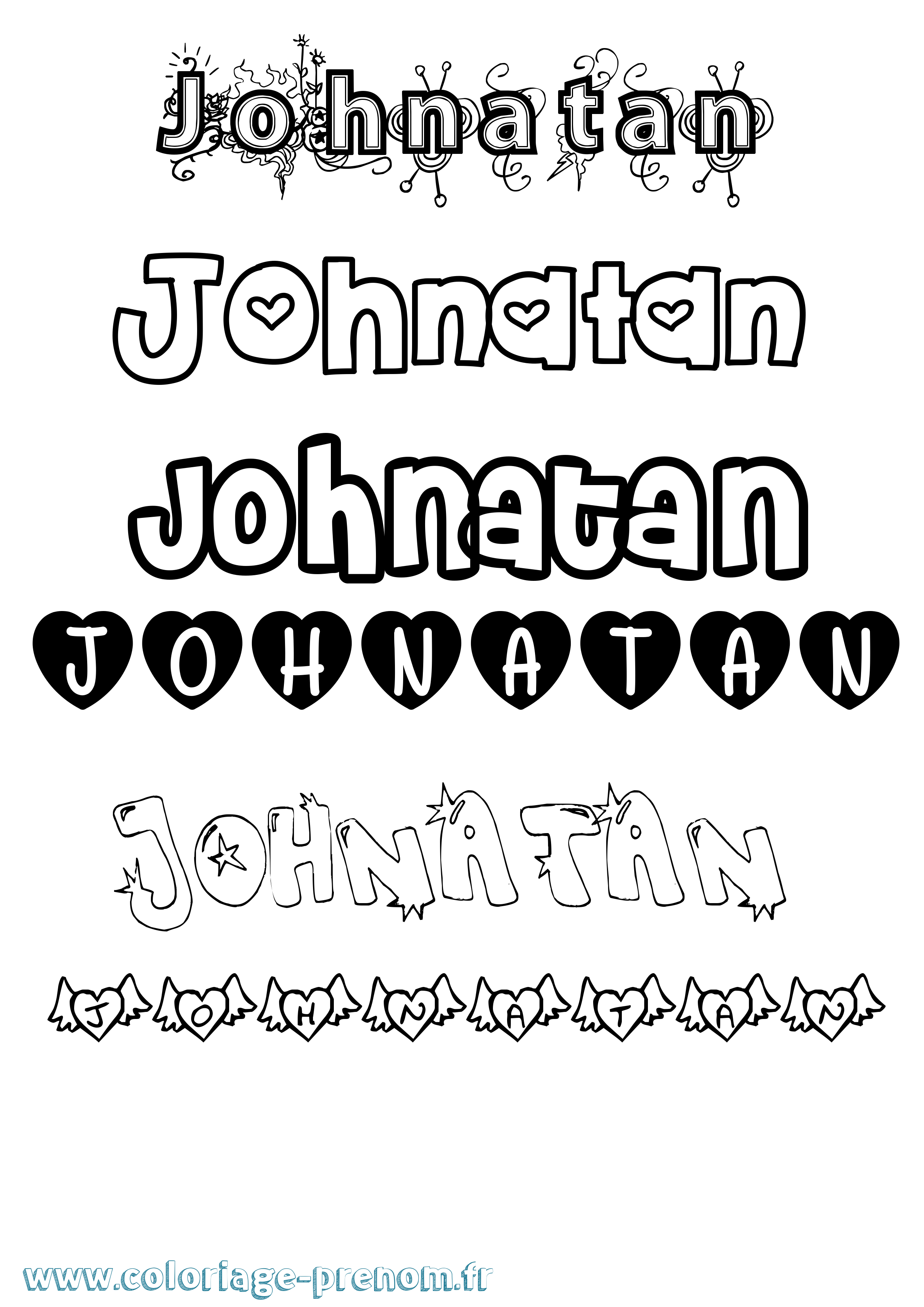 Coloriage Johnatan Girly Coloriage prénom Johnatan Girly