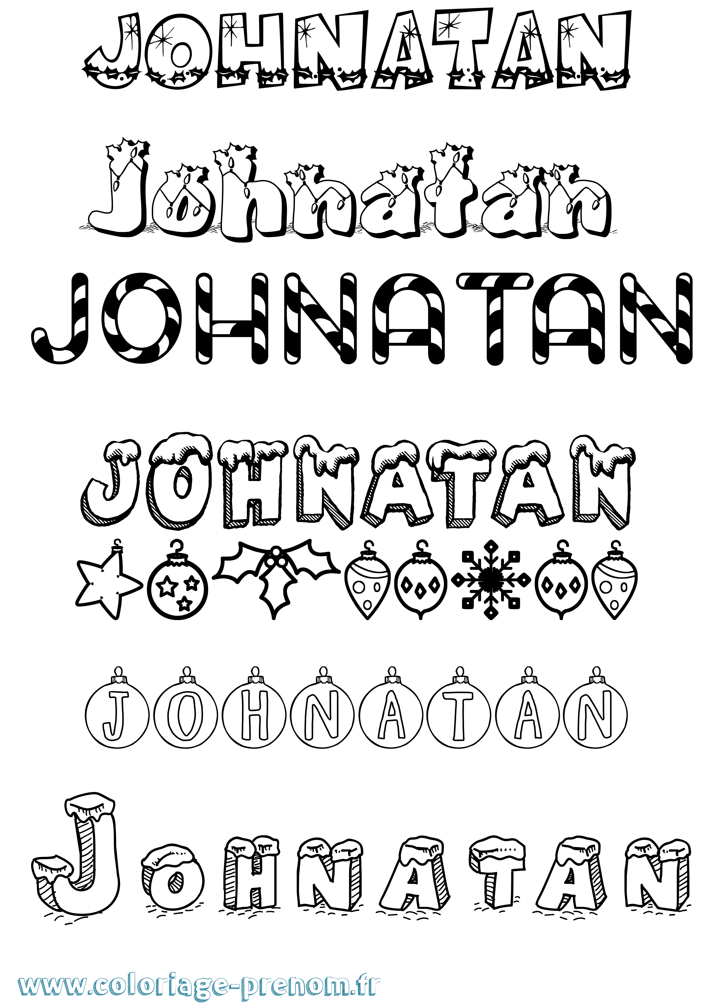 Coloriage Johnatan Noël Coloriage prénom Johnatan Noël