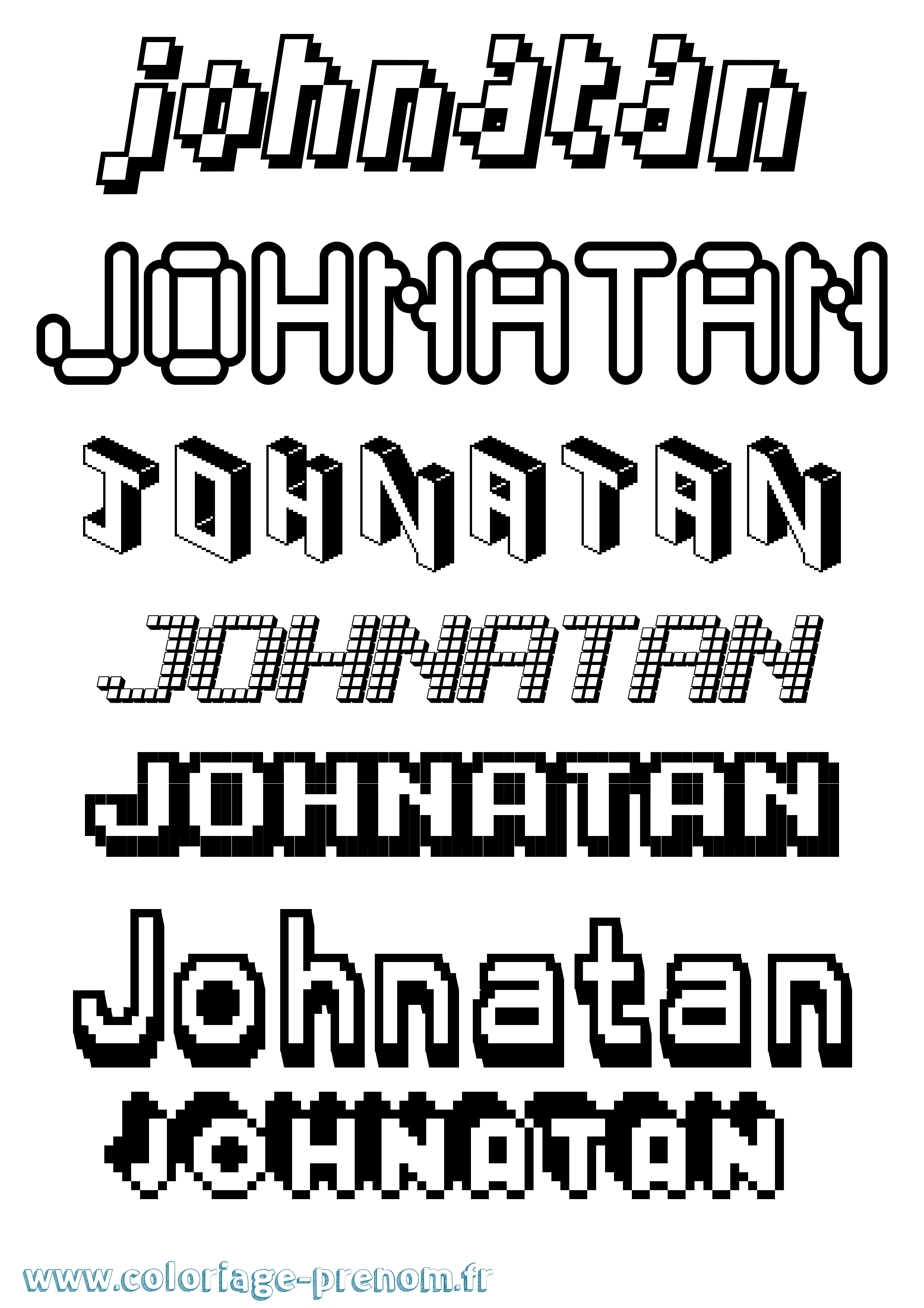 Coloriage Johnatan Pixel Coloriage prénom Johnatan Pixel