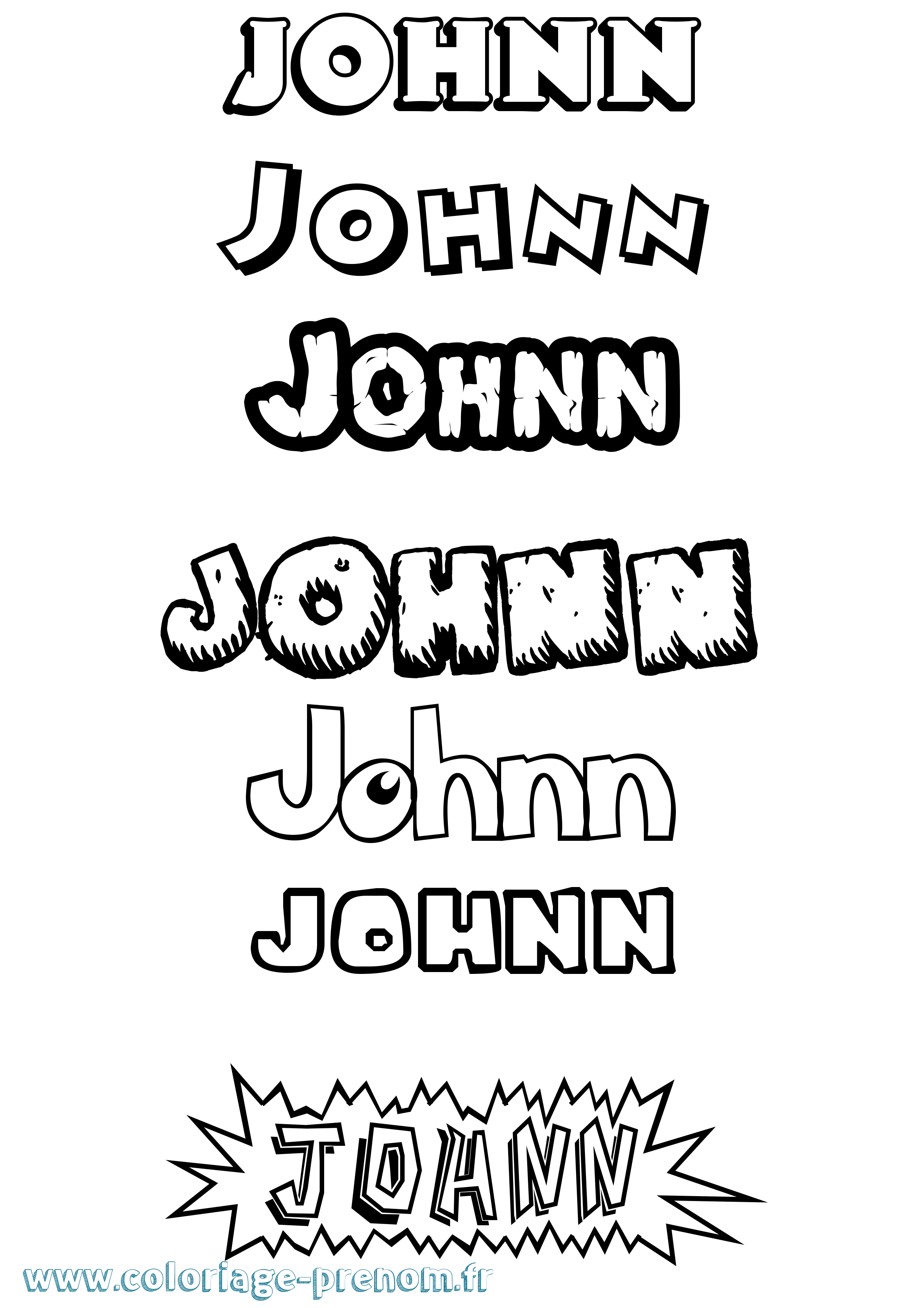 Coloriage Johnn Dessin Animé Coloriage prénom Johnn Dessin Animé
