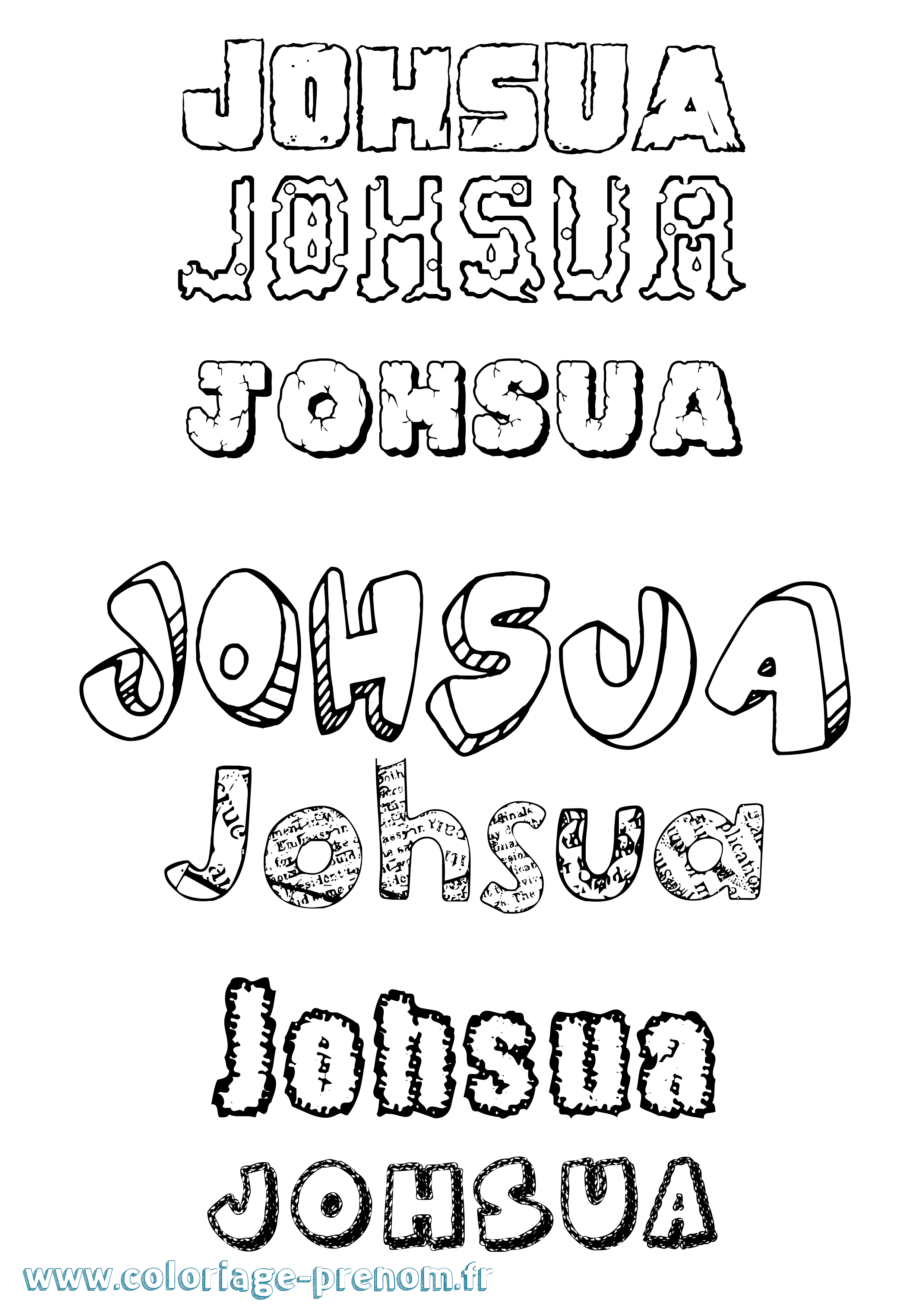 Coloriage Johsua Destructuré Coloriage prénom Johsua Destructuré