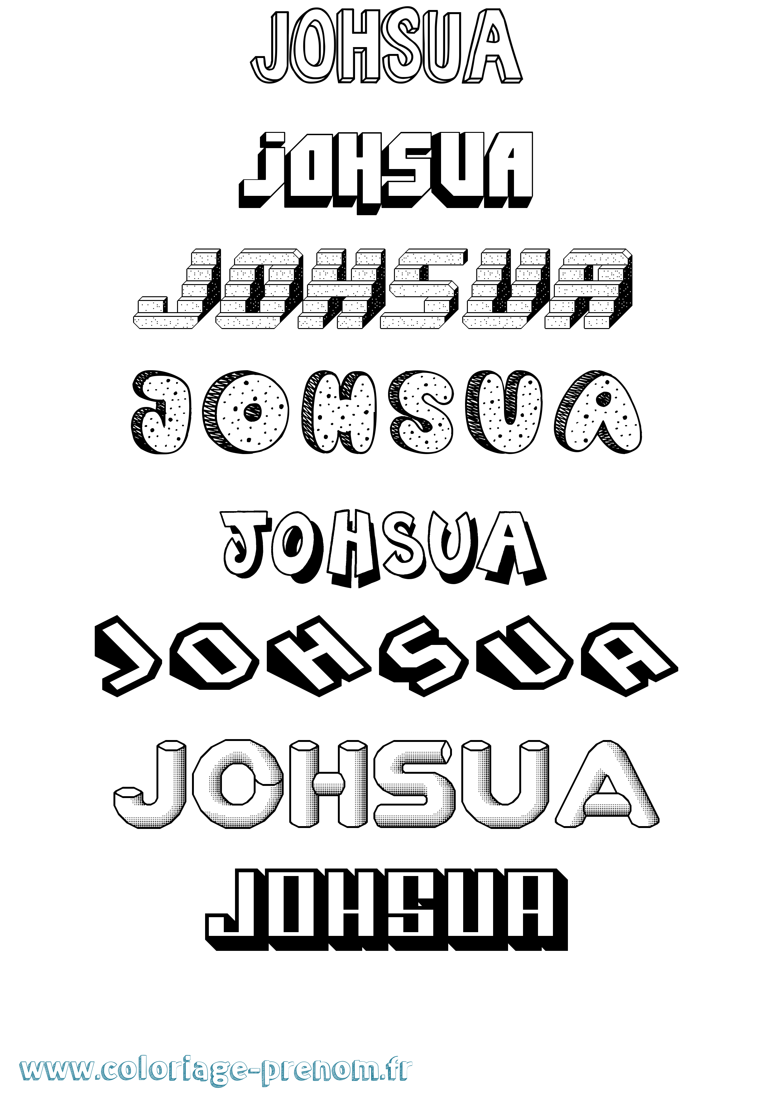 Coloriage Johsua Effet 3D Coloriage prénom Johsua Effet 3D
