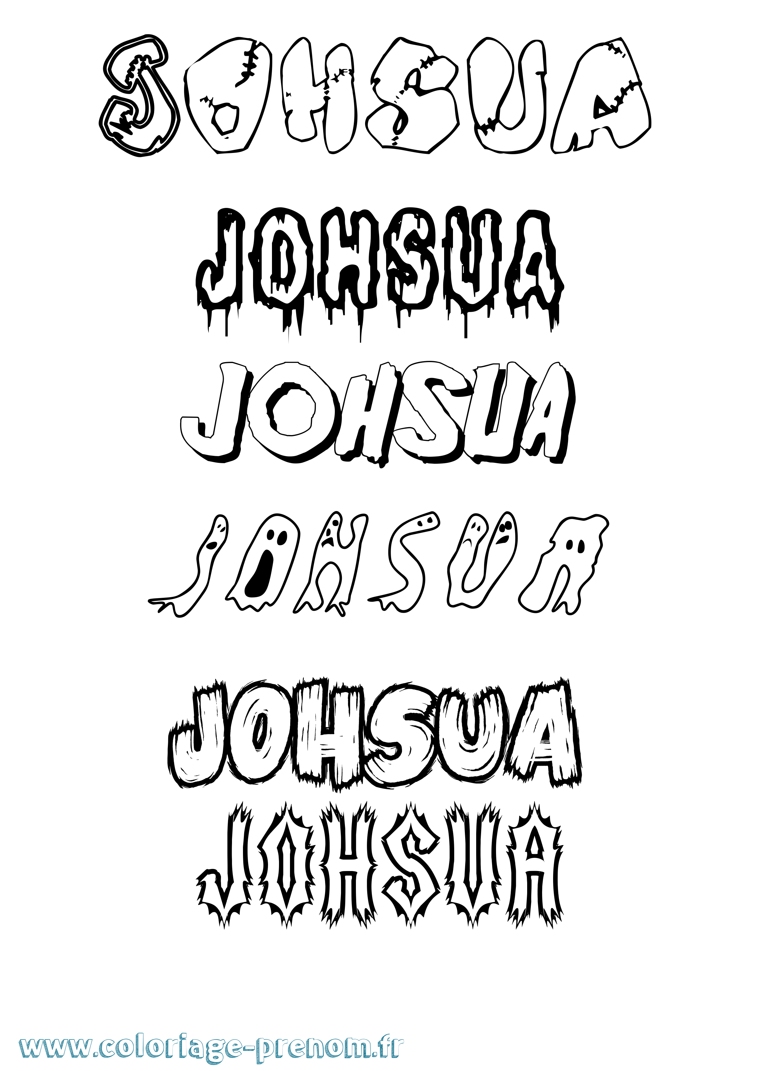 Coloriage Johsua Frisson Coloriage prénom Johsua Frisson