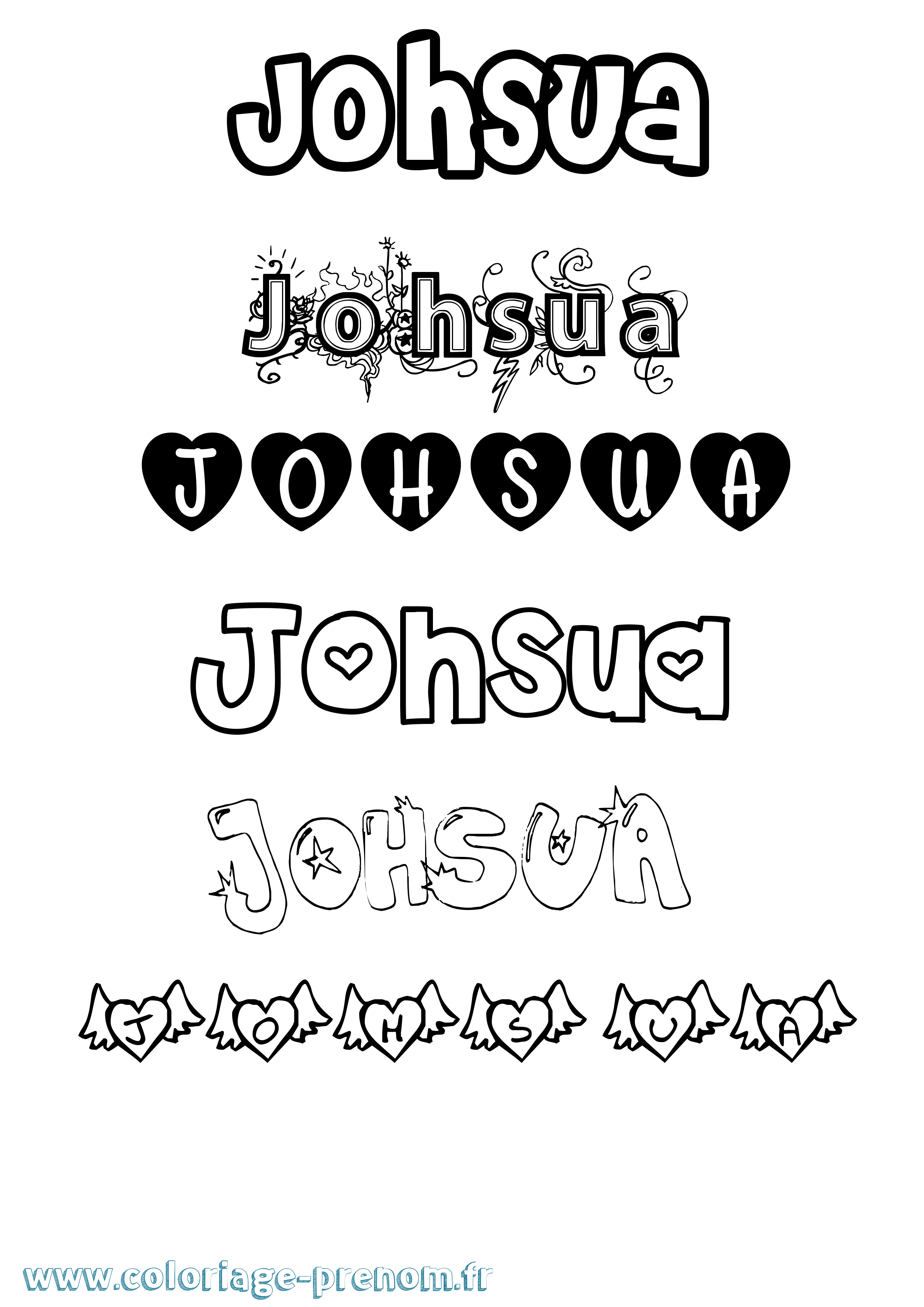Coloriage Johsua Girly Coloriage prénom Johsua Girly