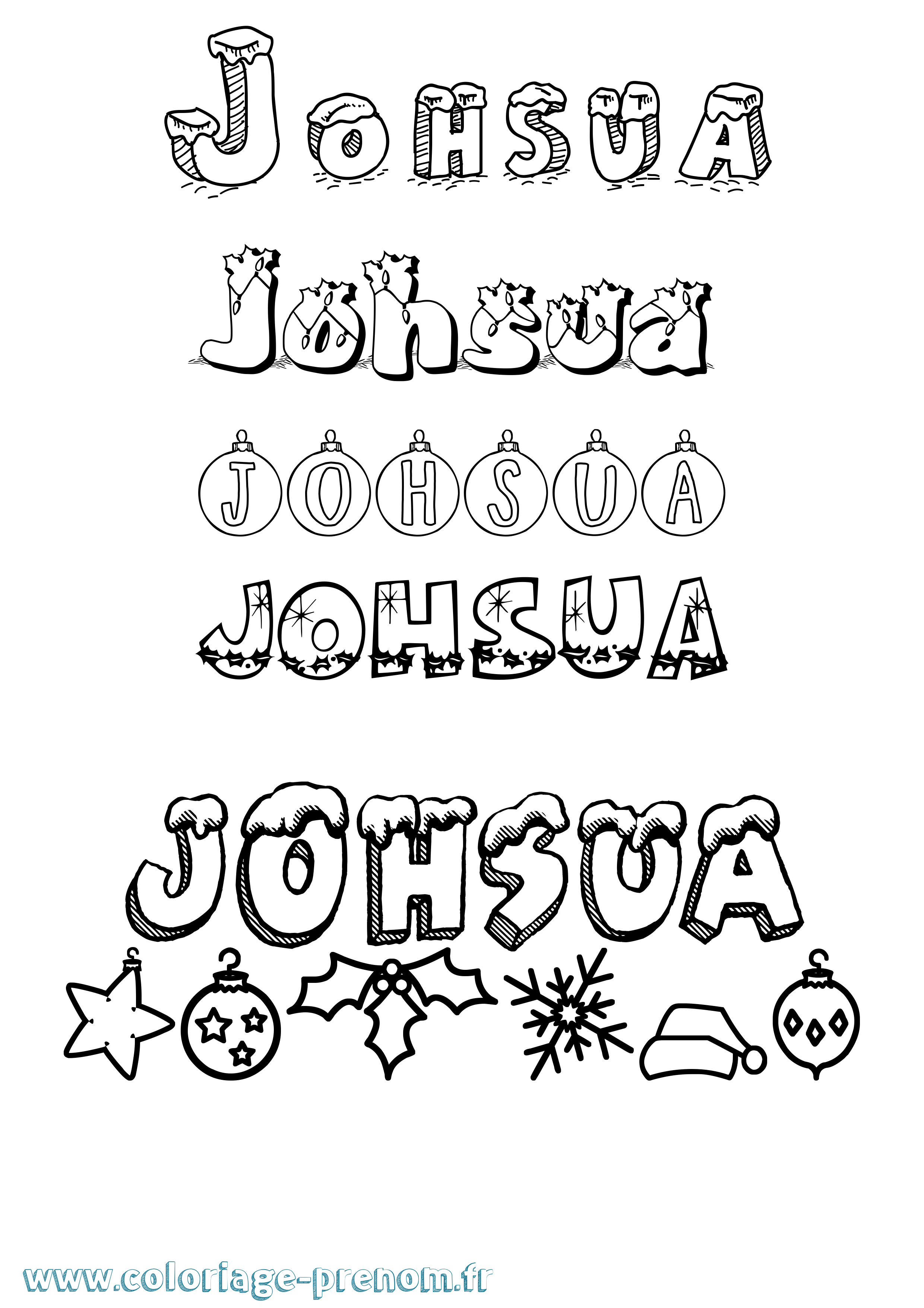 Coloriage Johsua Noël Coloriage prénom Johsua Noël