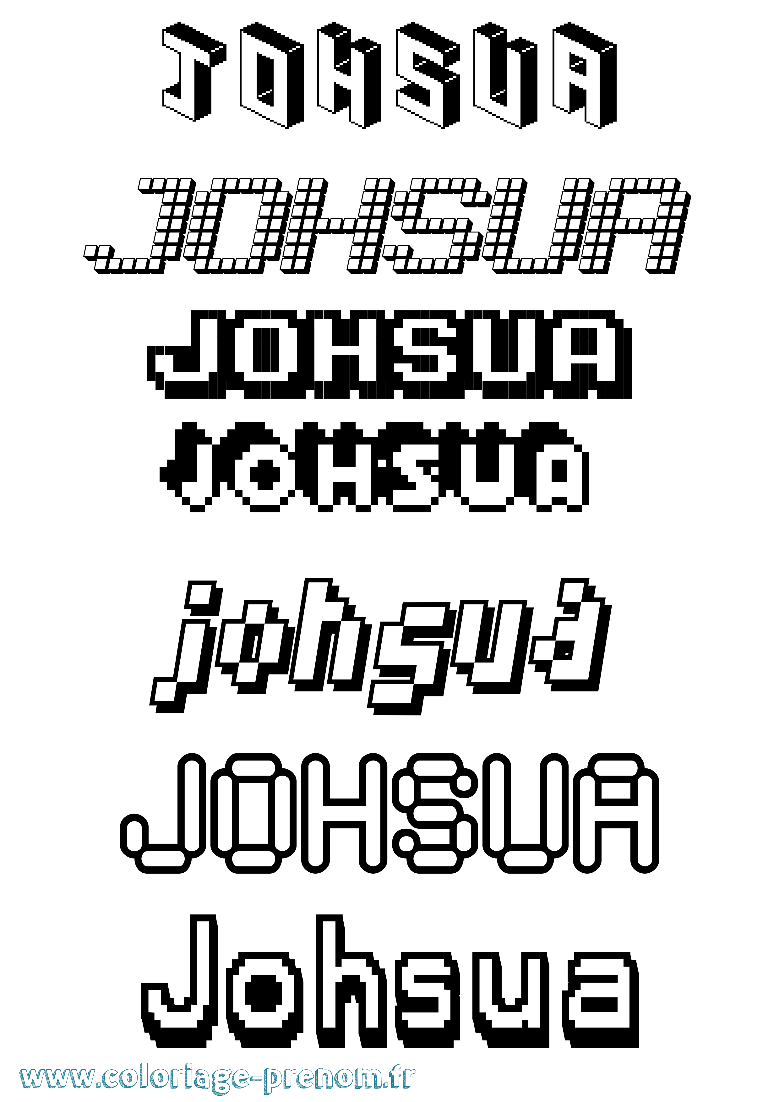 Coloriage Johsua Pixel Coloriage prénom Johsua Pixel