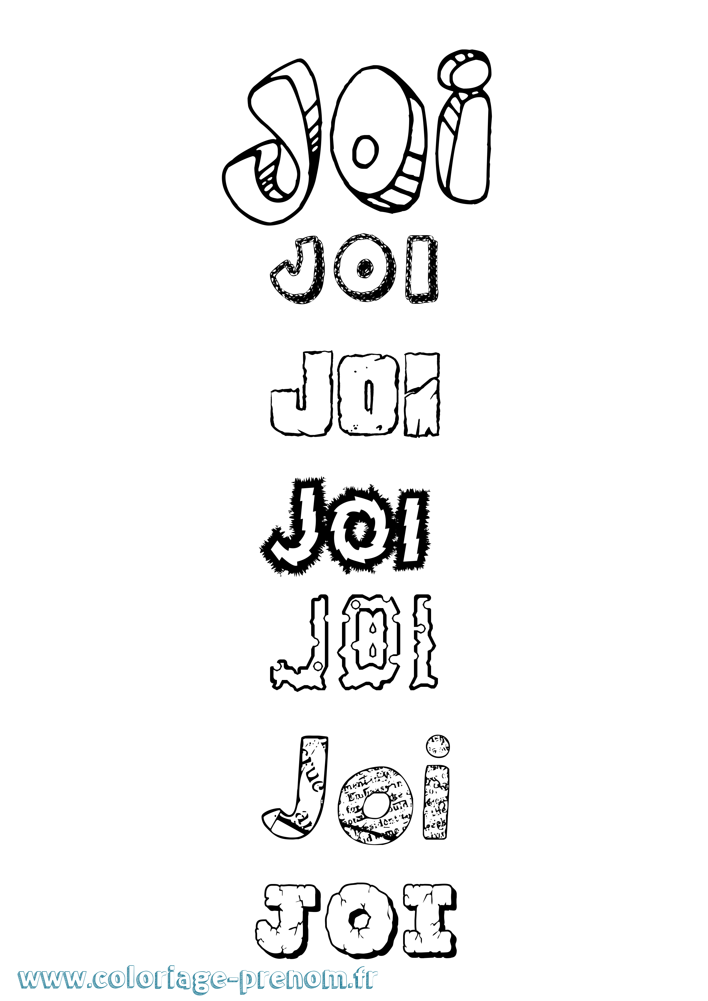 Coloriage Joi Destructuré Coloriage prénom Joi Destructuré