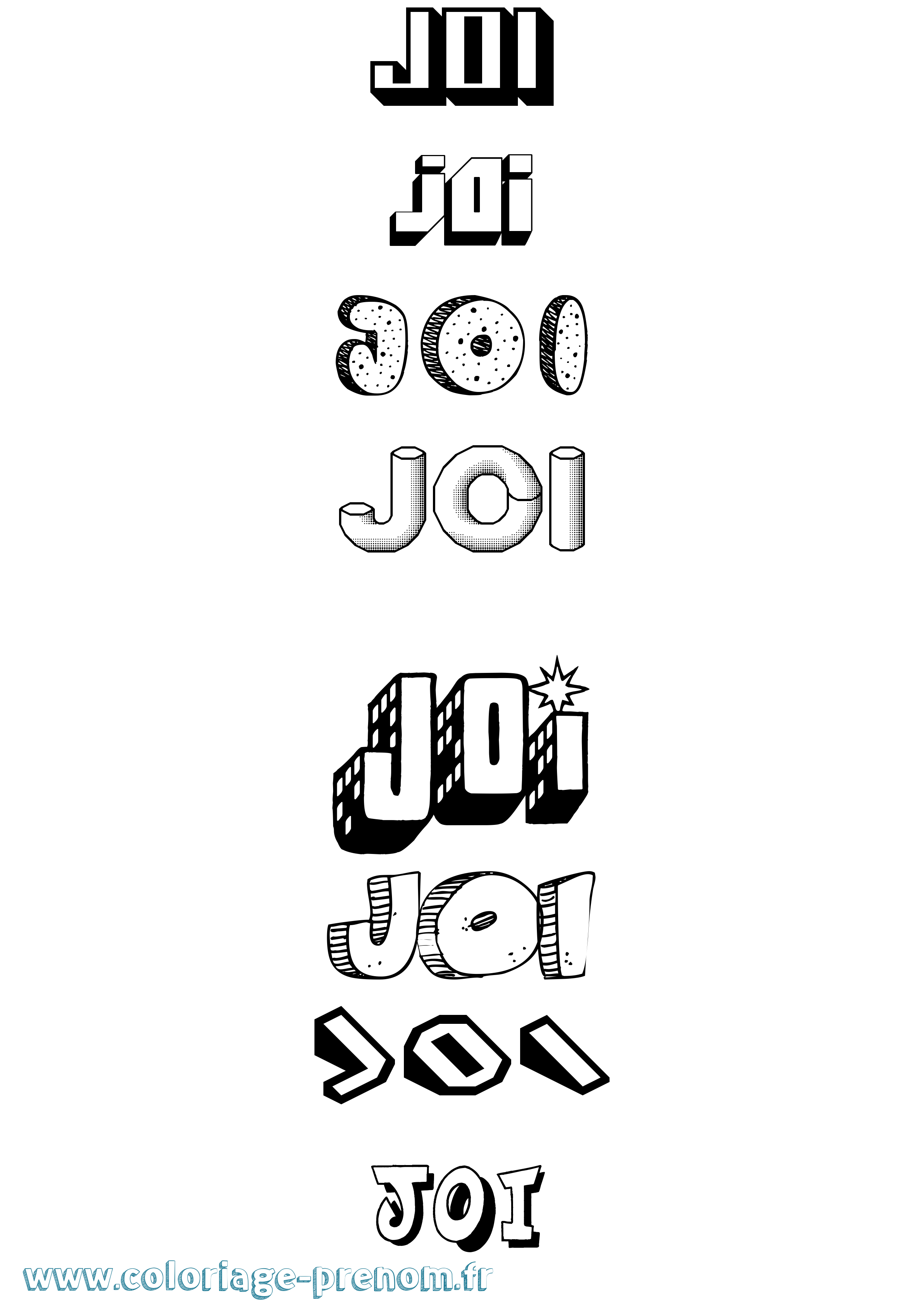 Coloriage Joi Effet 3D Coloriage prénom Joi Effet 3D
