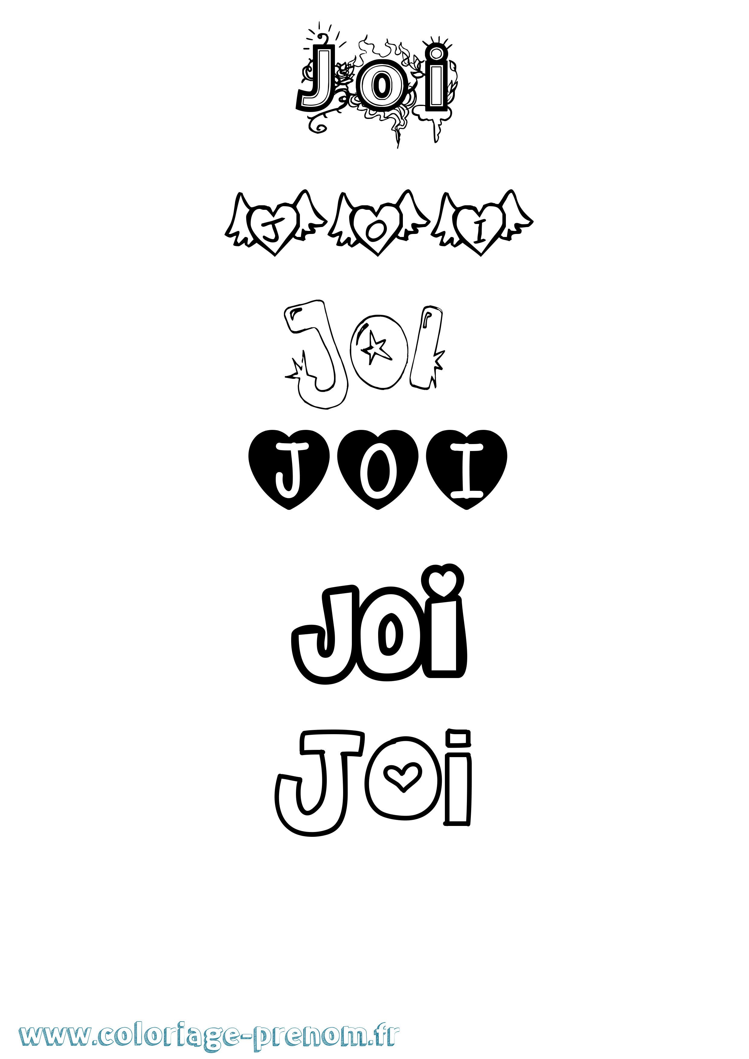 Coloriage Joi Girly Coloriage prénom Joi Girly