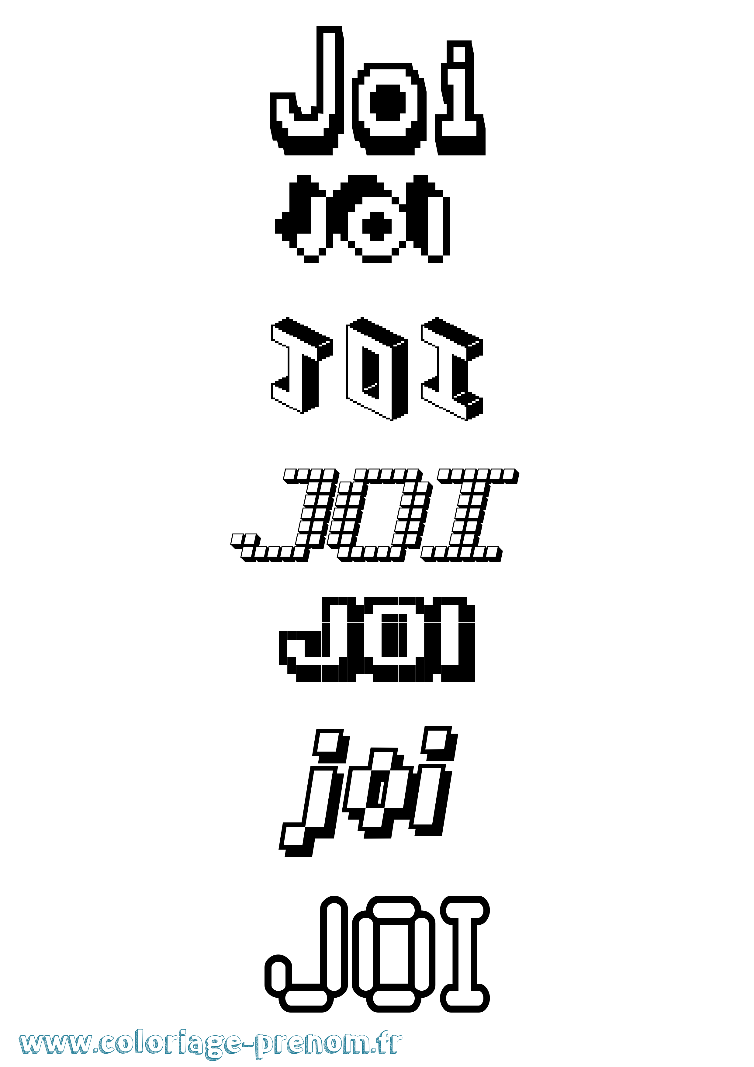 Coloriage Joi Pixel Coloriage prénom Joi Pixel