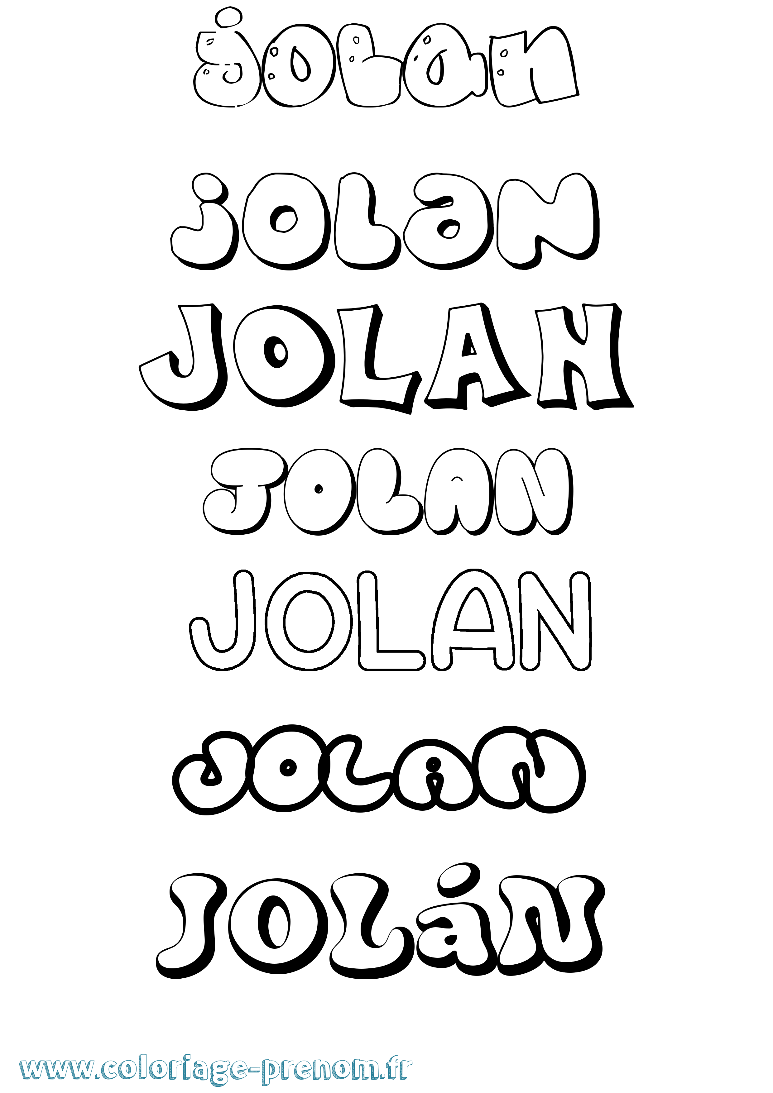 Coloriage Jolán Bubble Coloriage prénom Jolán Bubble