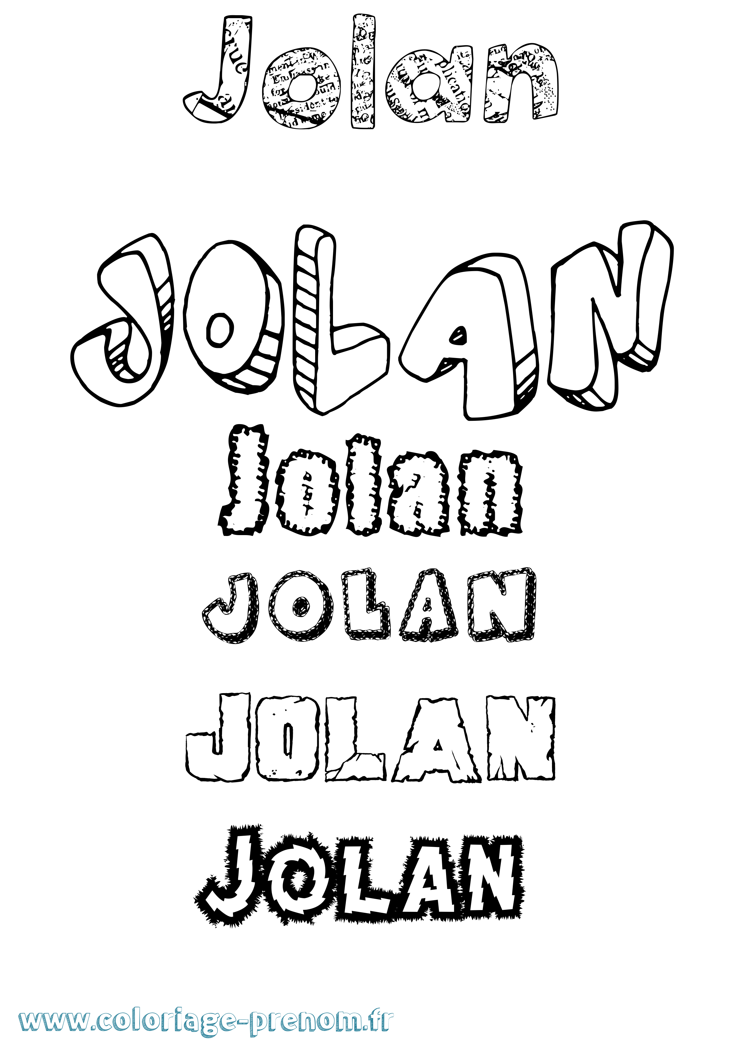 Coloriage Jolán Destructuré Coloriage prénom Jolán Destructuré