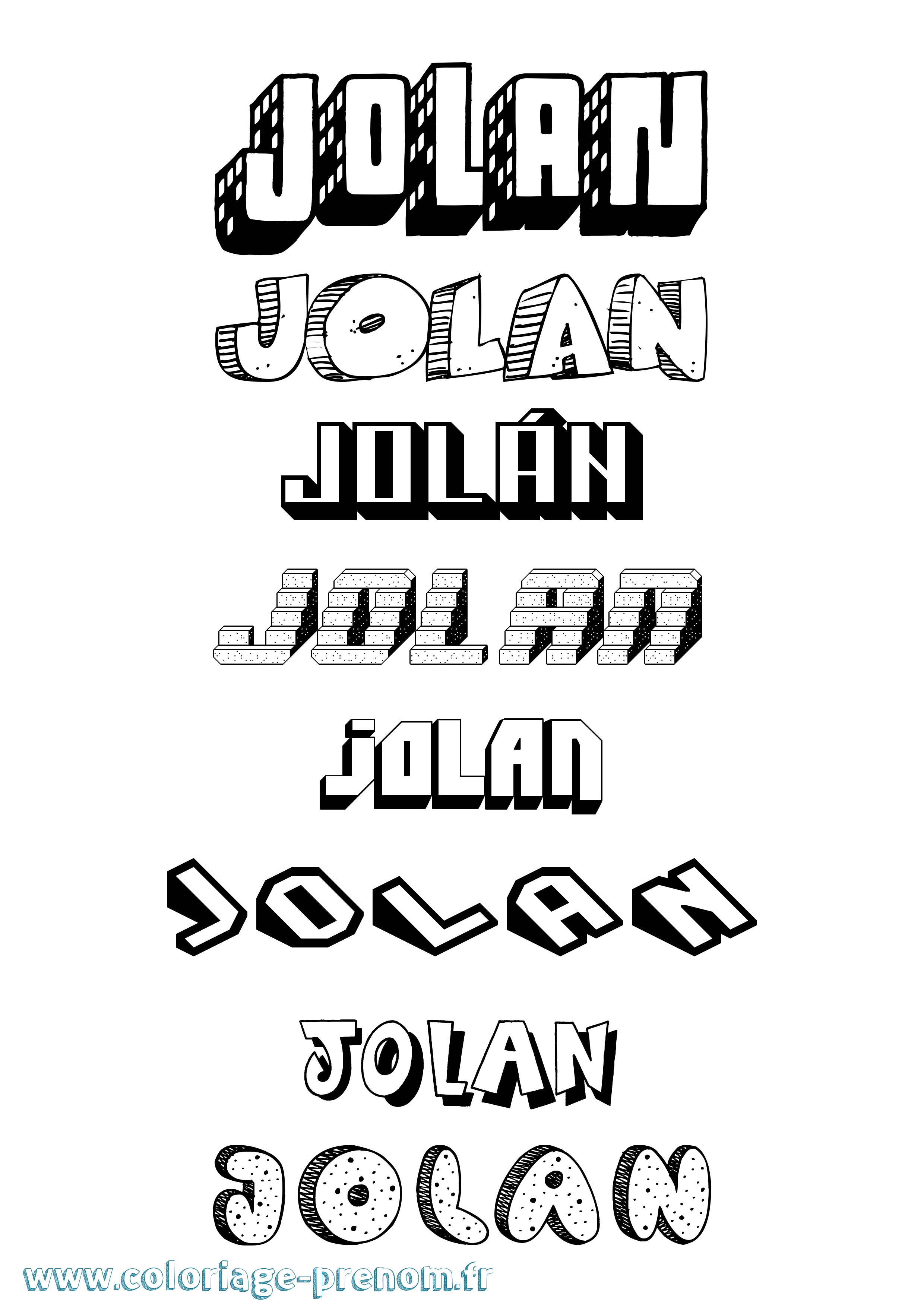 Coloriage Jolán Effet 3D Coloriage prénom Jolán Effet 3D