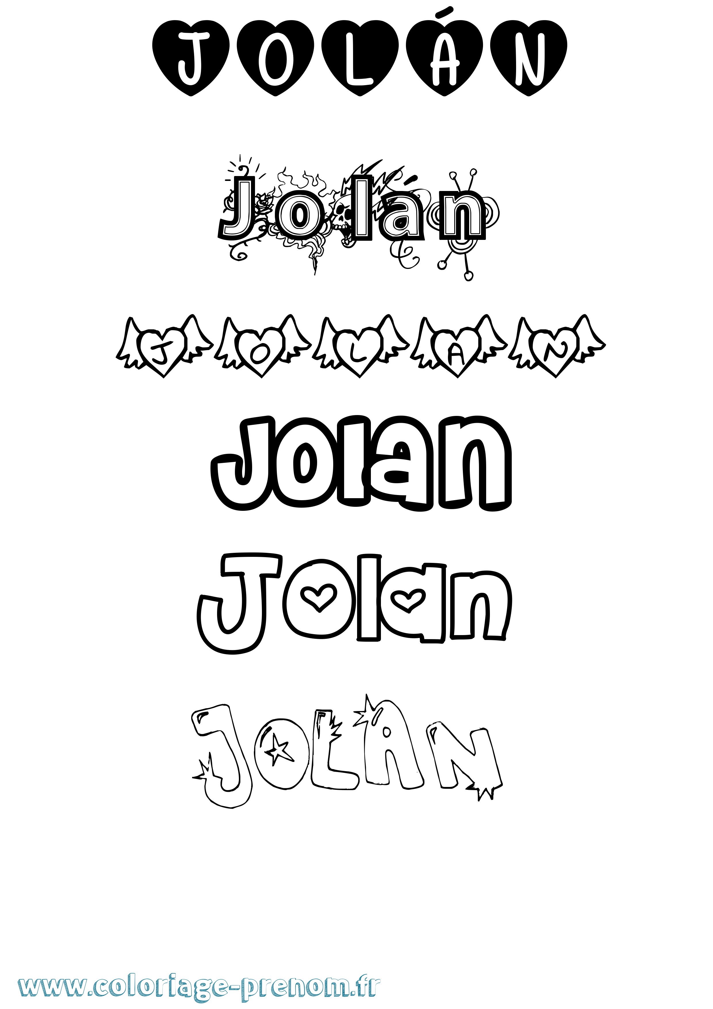 Coloriage Jolán Girly Coloriage prénom Jolán Girly