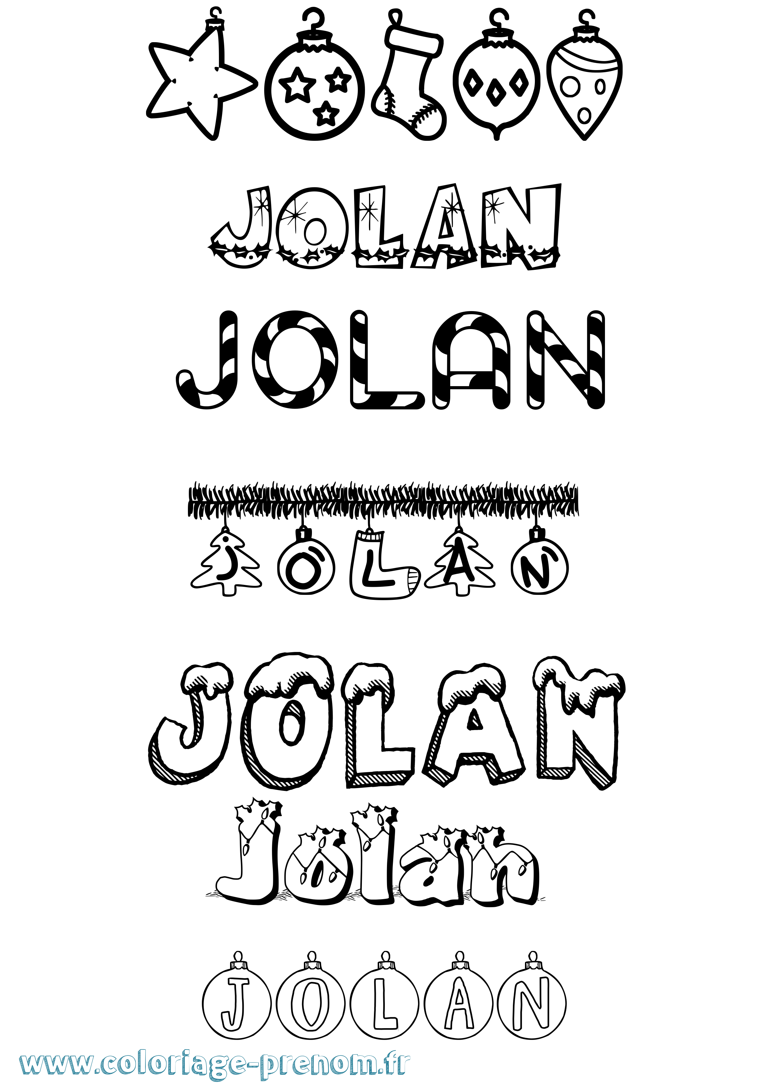 Coloriage Jolán Noël Coloriage prénom Jolán Noël