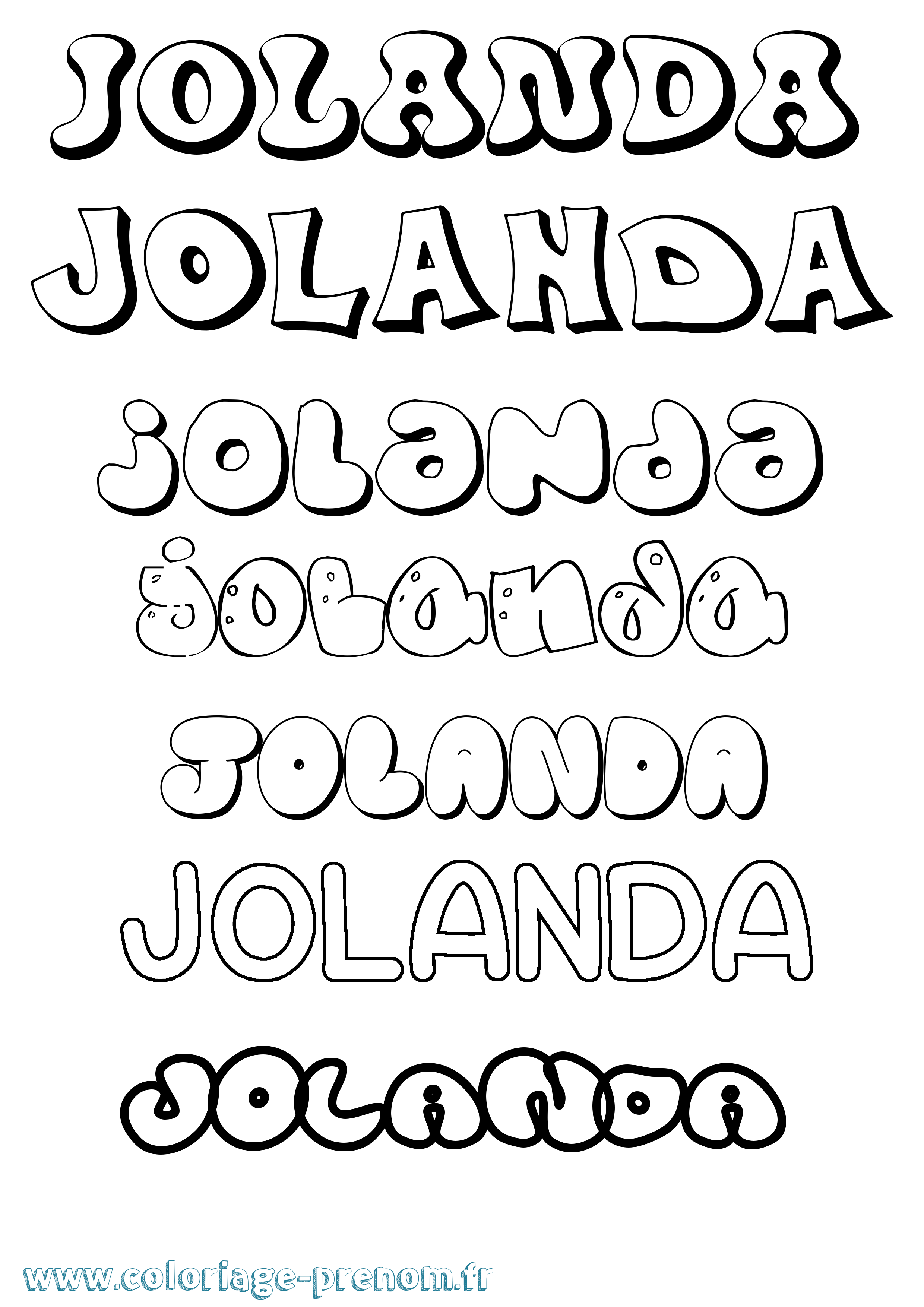 Coloriage Jolanda Bubble Coloriage prénom Jolanda Bubble