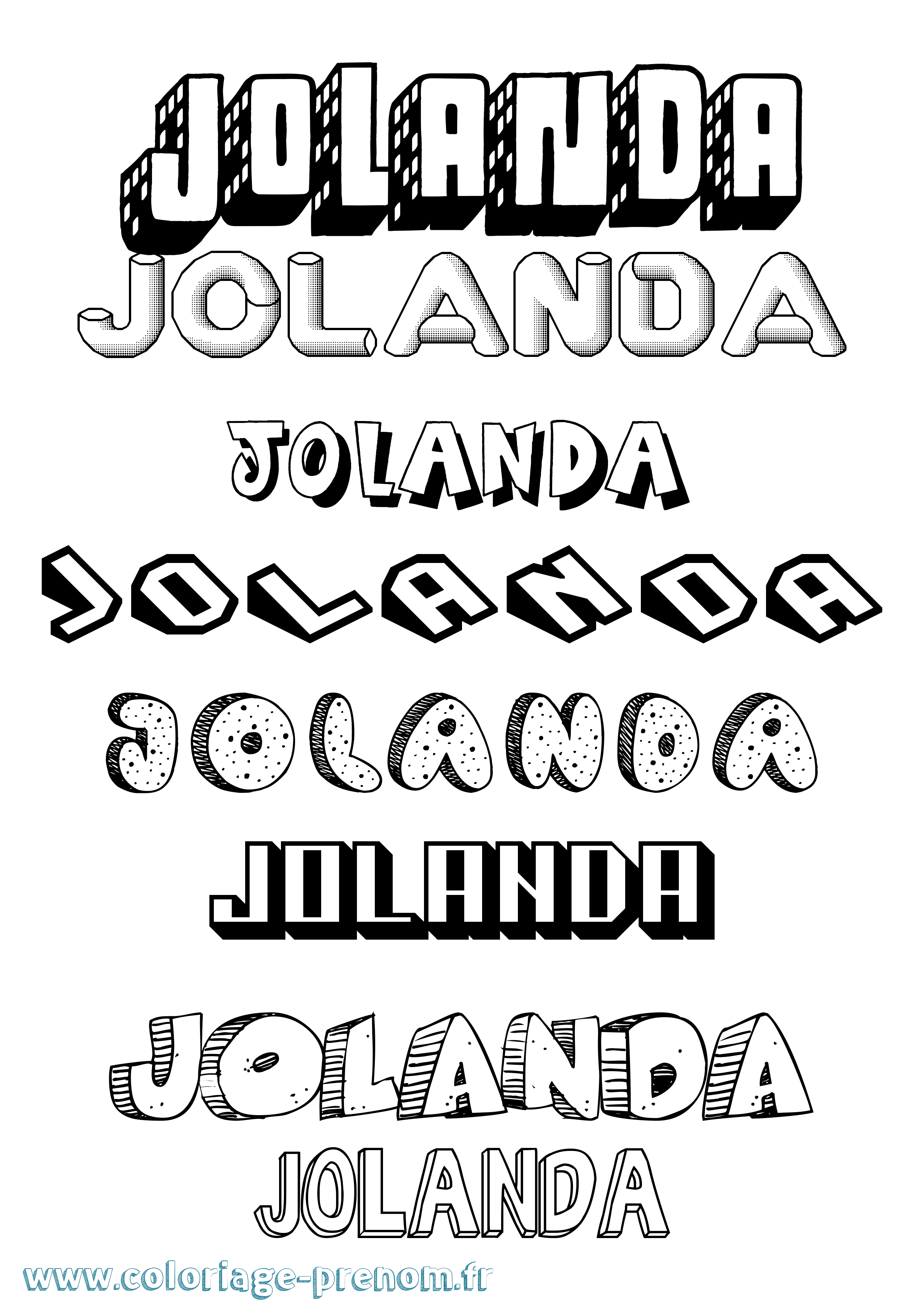 Coloriage Jolanda Effet 3D Coloriage prénom Jolanda Effet 3D
