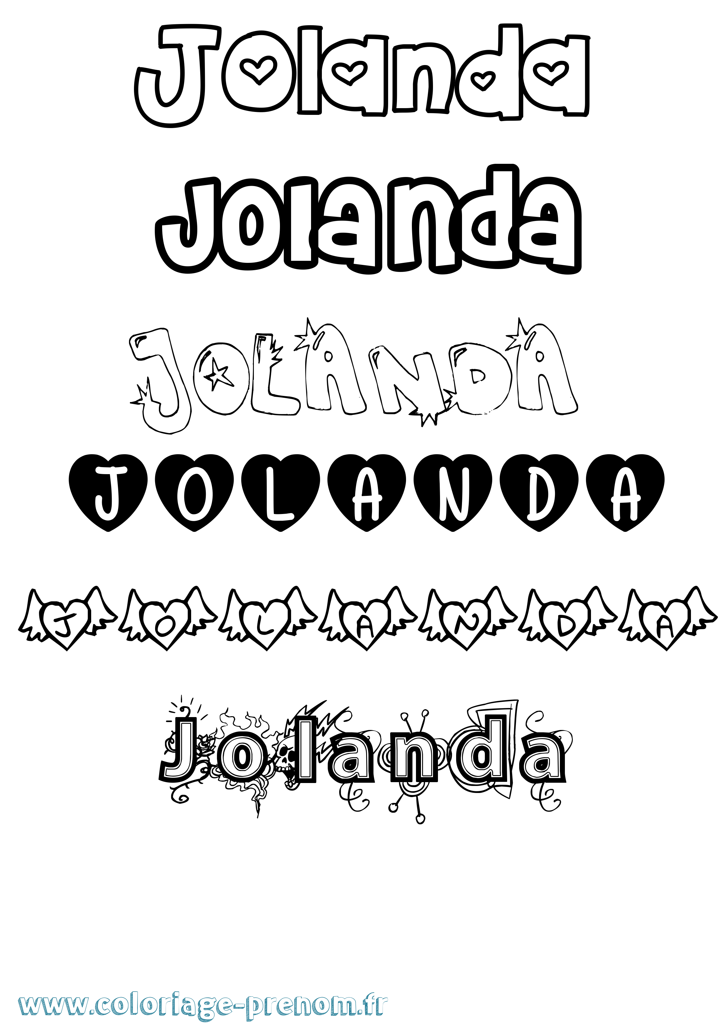 Coloriage Jolanda Girly Coloriage prénom Jolanda Girly
