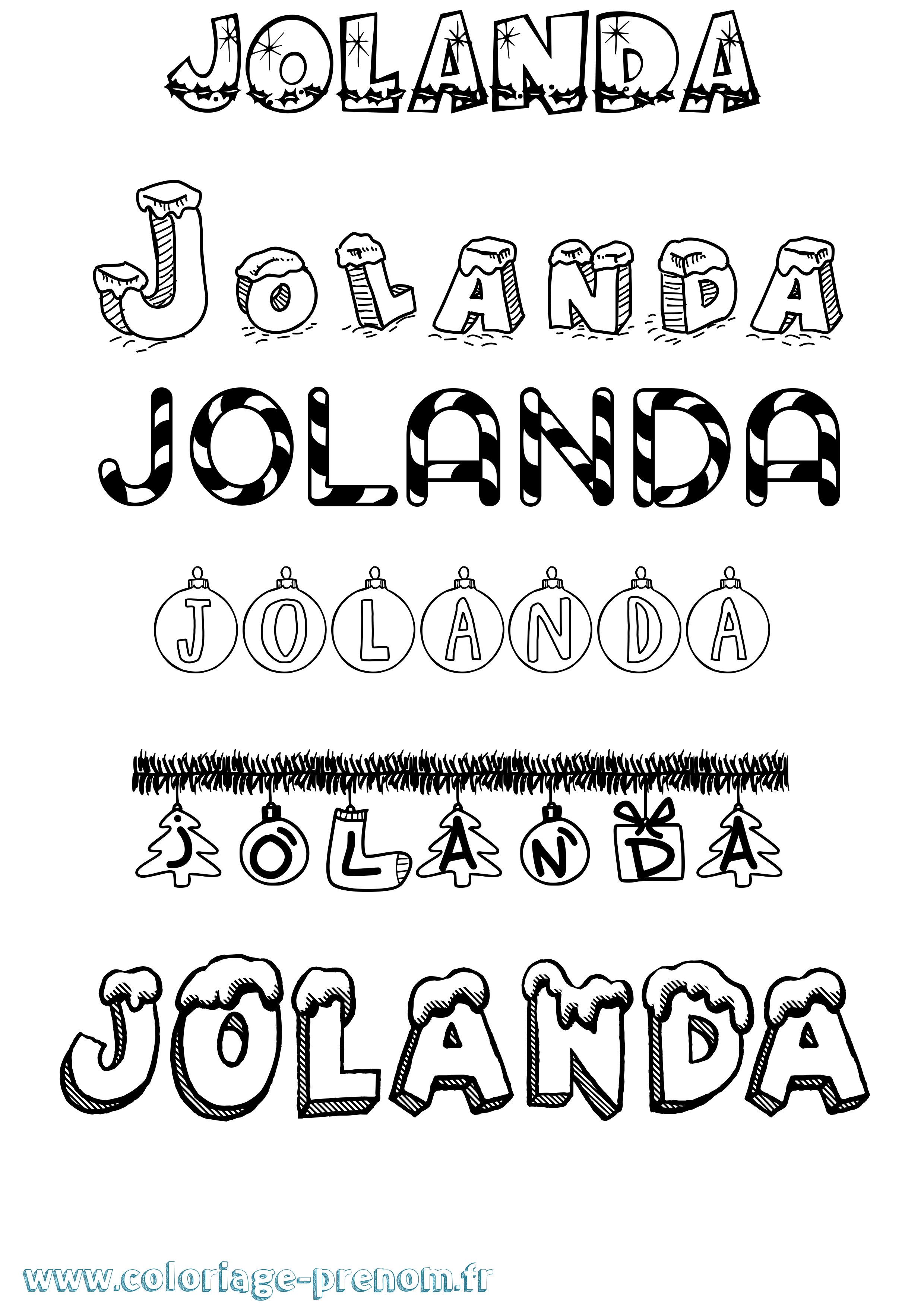 Coloriage Jolanda Noël Coloriage prénom Jolanda Noël