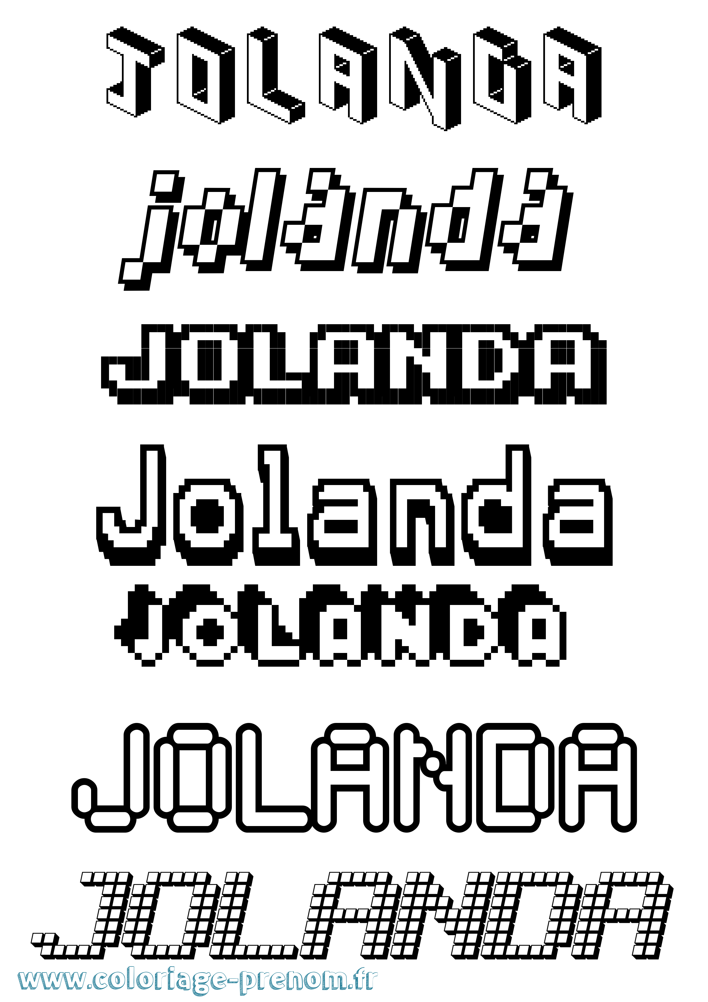Coloriage Jolanda Pixel Coloriage prénom Jolanda Pixel