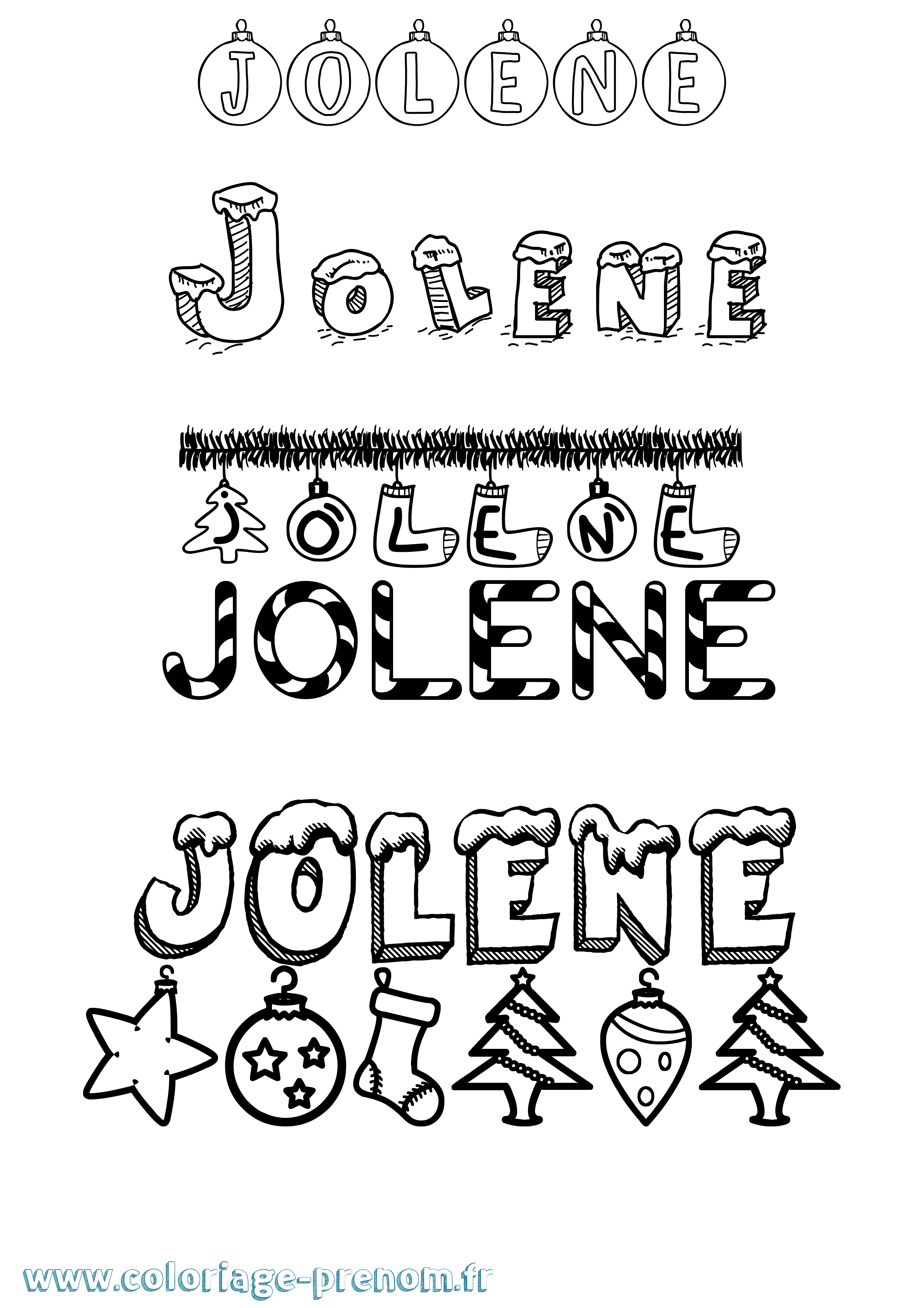 Coloriage Jolene Noël Coloriage prénom Jolene Noël