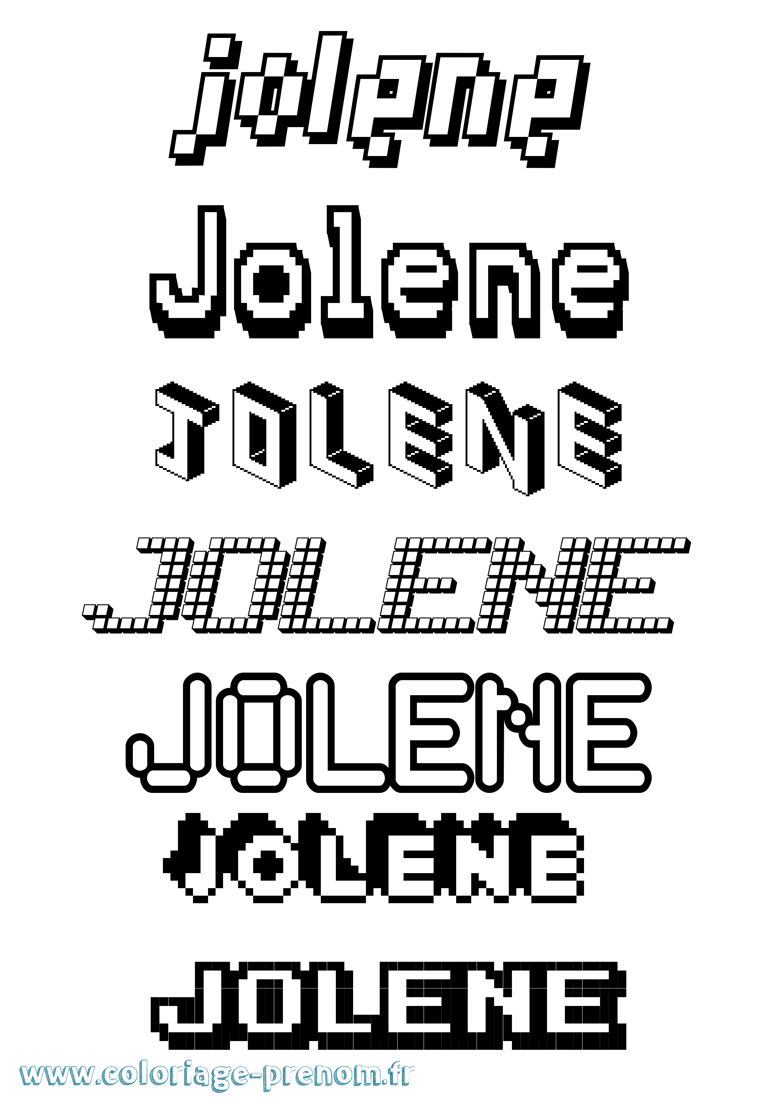 Coloriage Jolene Pixel Coloriage prénom Jolene Pixel