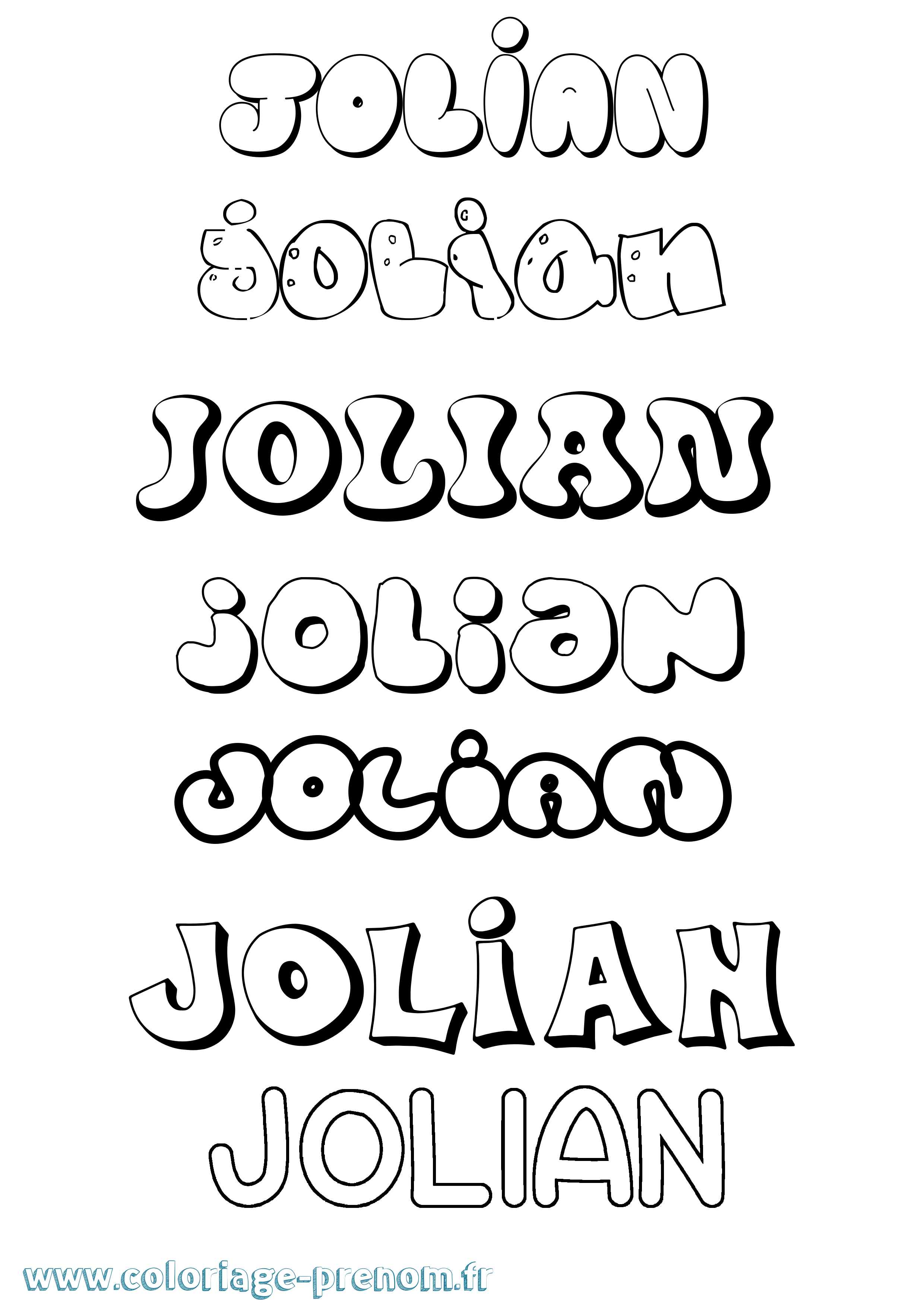 Coloriage Jolian Bubble Coloriage prénom Jolian Bubble