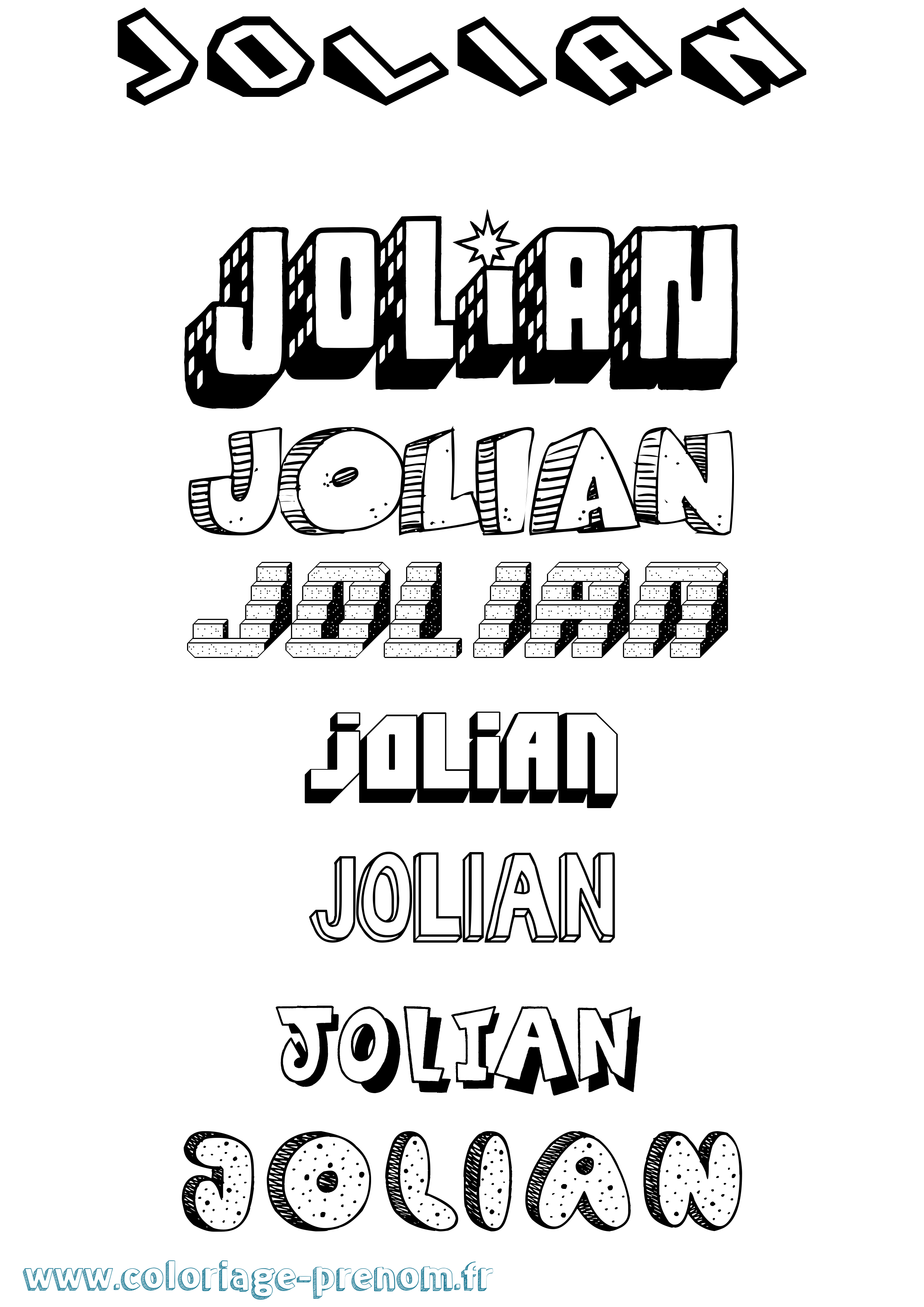 Coloriage Jolian Effet 3D Coloriage prénom Jolian Effet 3D