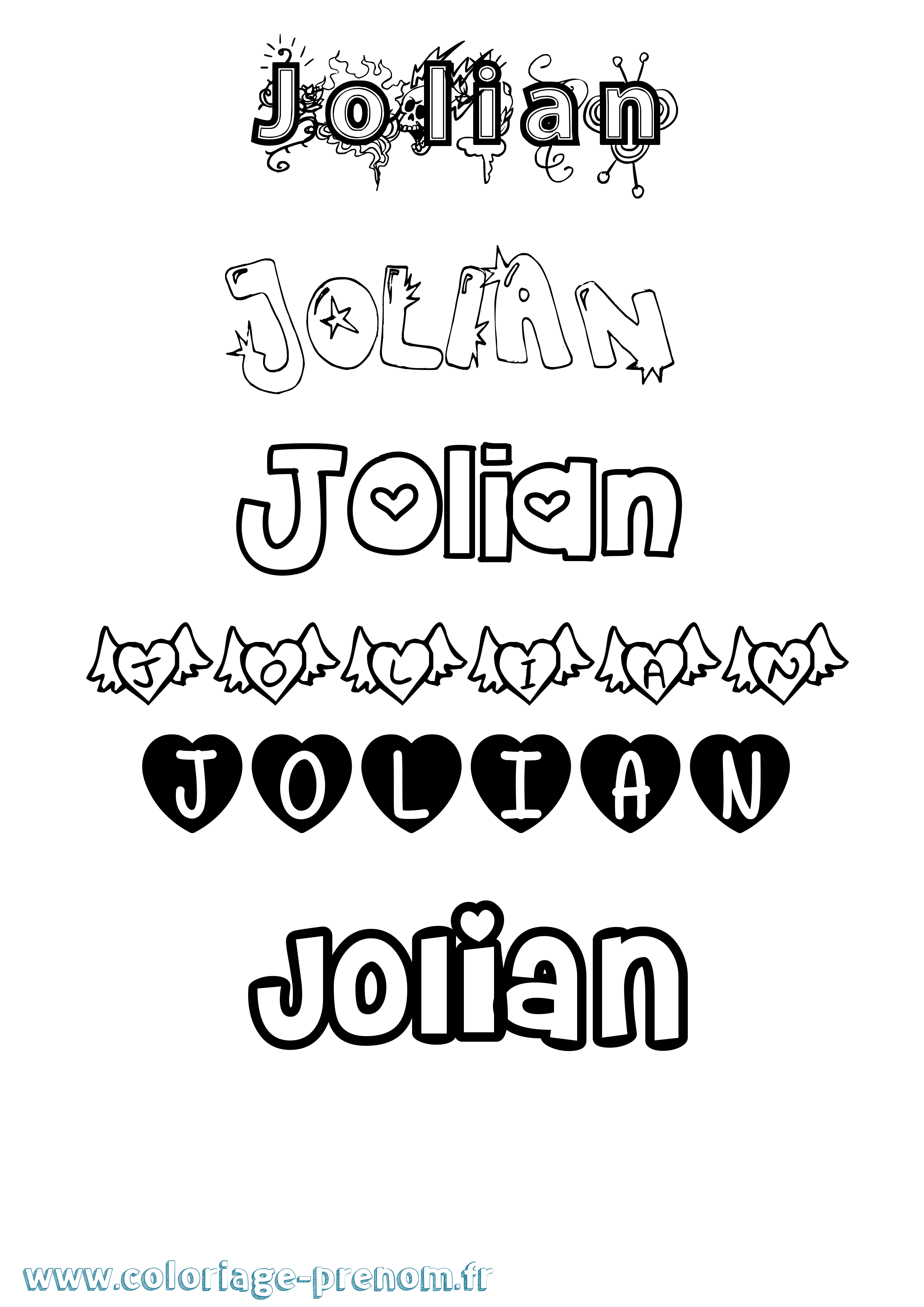 Coloriage Jolian Girly Coloriage prénom Jolian Girly