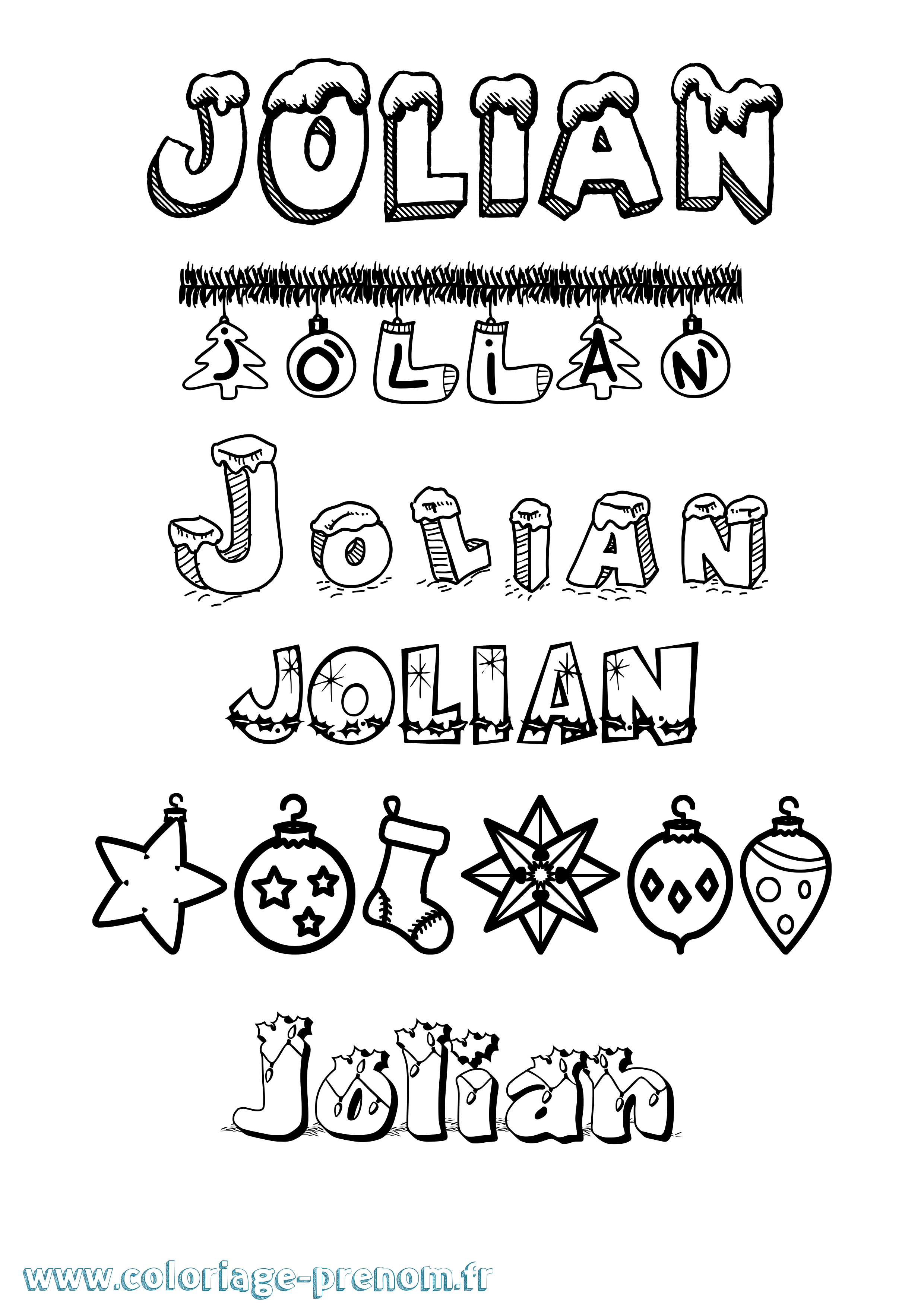 Coloriage Jolian Noël Coloriage prénom Jolian Noël