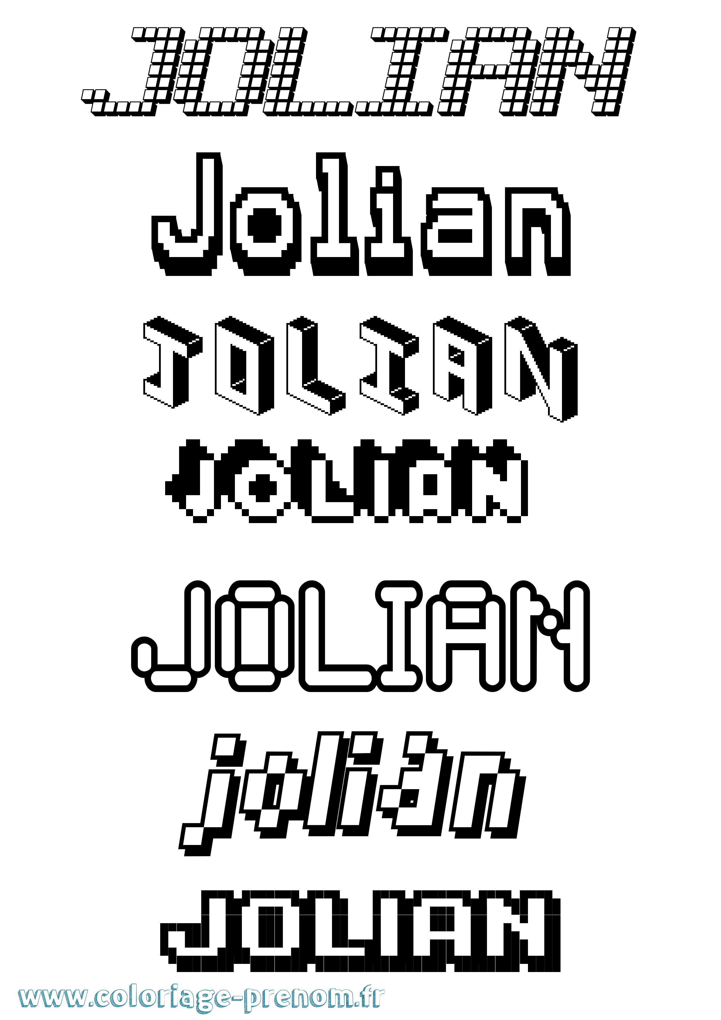 Coloriage Jolian Pixel Coloriage prénom Jolian Pixel