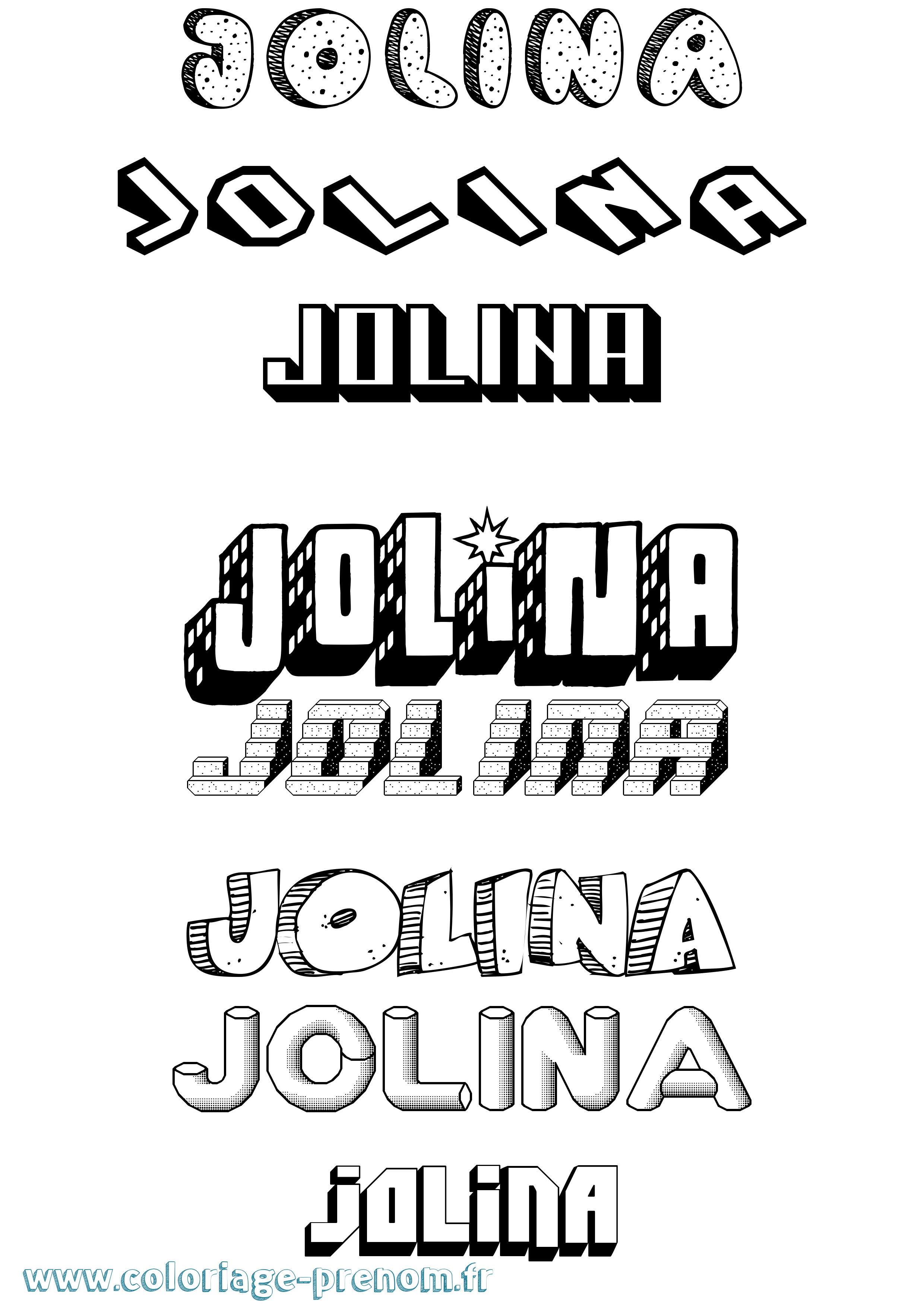 Coloriage Jolina Effet 3D Coloriage prénom Jolina Effet 3D