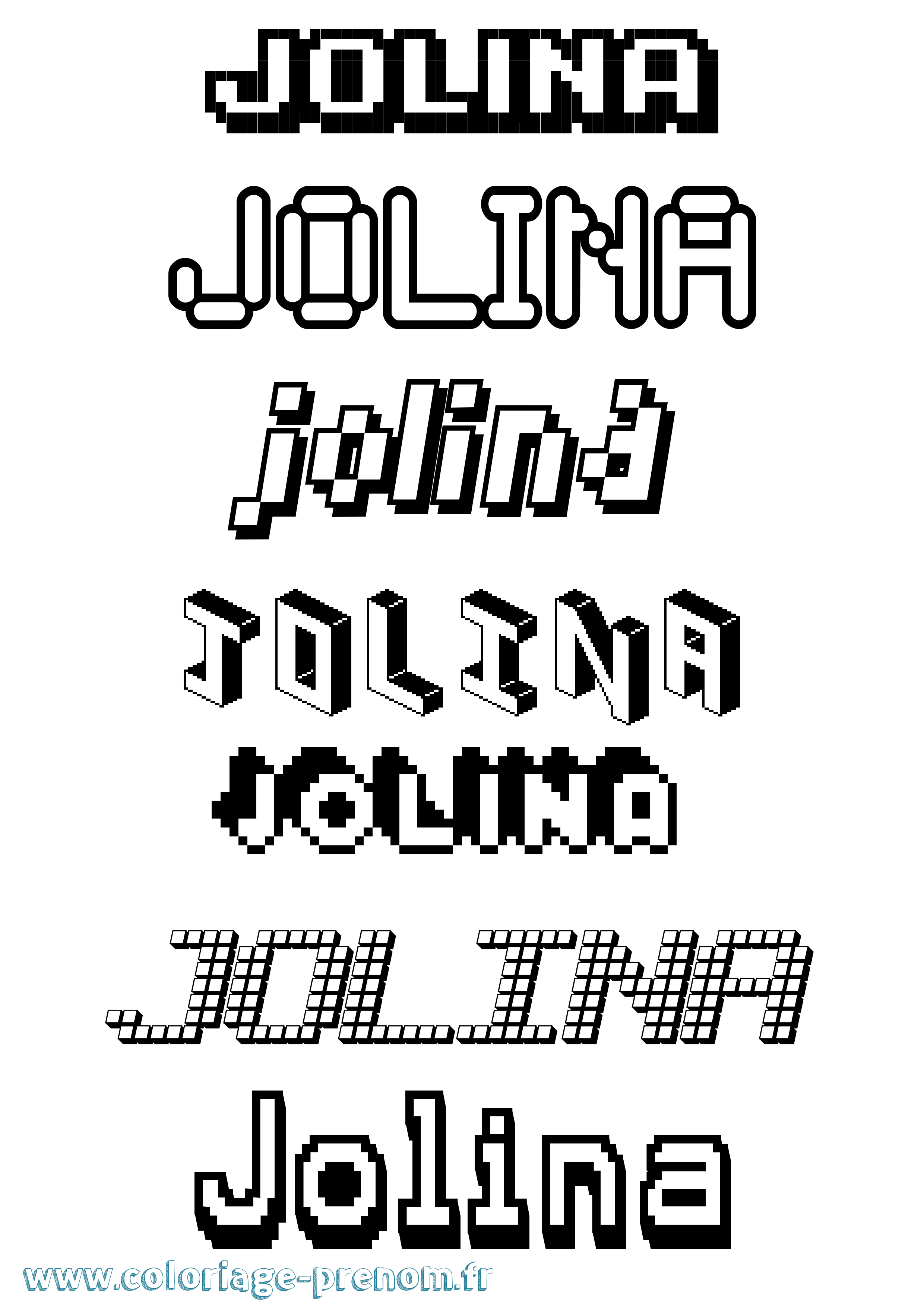 Coloriage Jolina Pixel Coloriage prénom Jolina Pixel