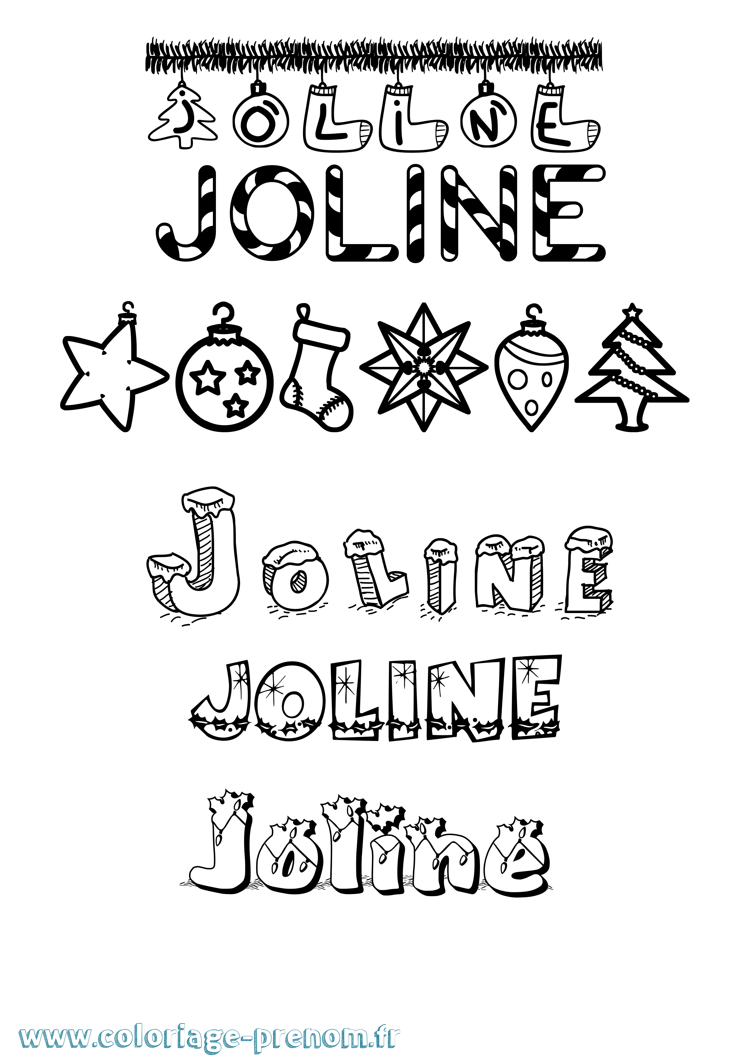 Coloriage Joline Noël Coloriage prénom Joline Noël