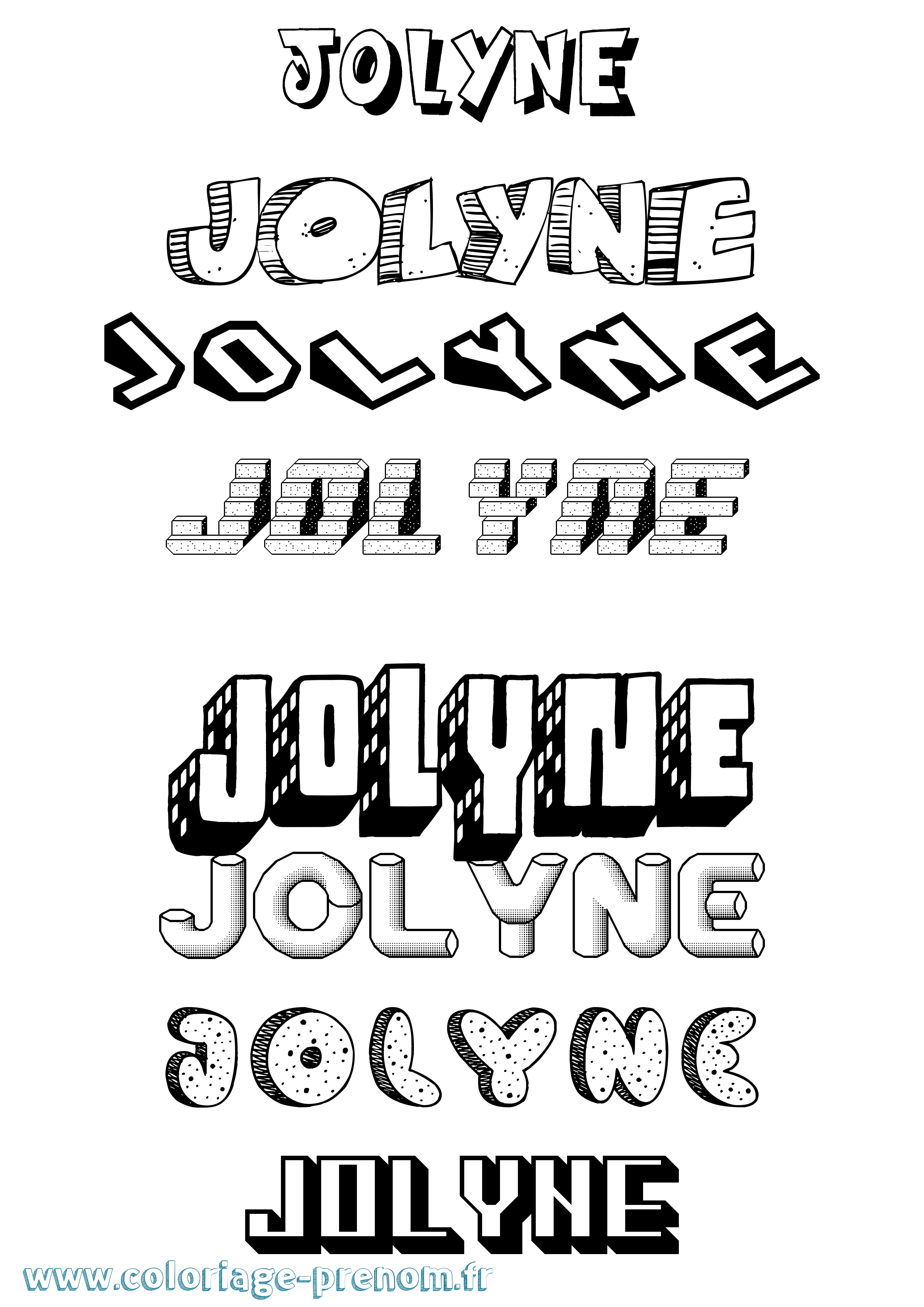 Coloriage Jolyne Effet 3D Coloriage prénom Jolyne Effet 3D